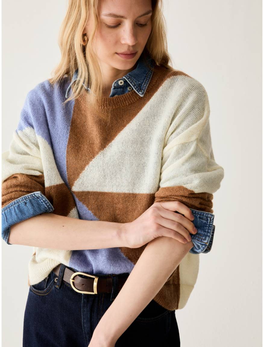 Intarsia mohair-blend jumper - LIGHT BLUE - Pennyblack - 4