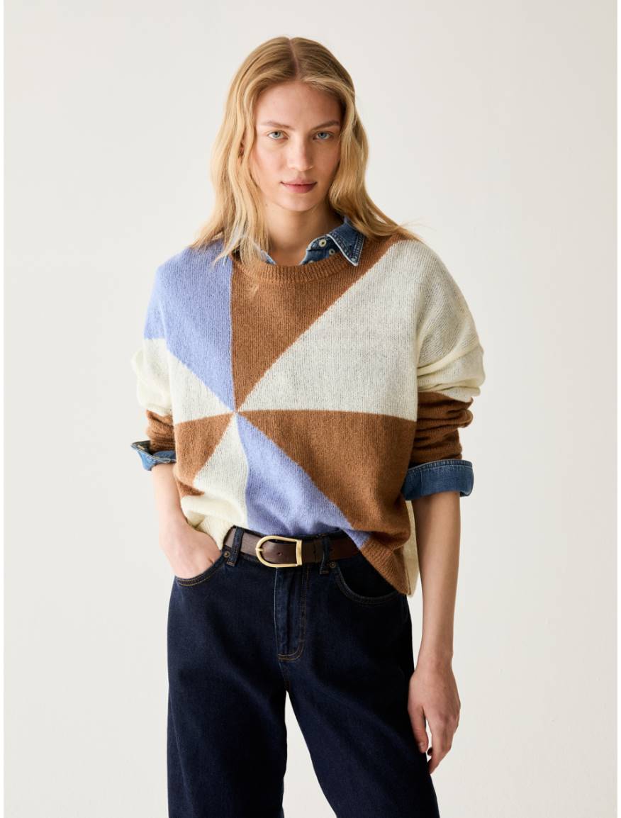 Intarsia mohair-blend jumper - LIGHT BLUE - Pennyblack