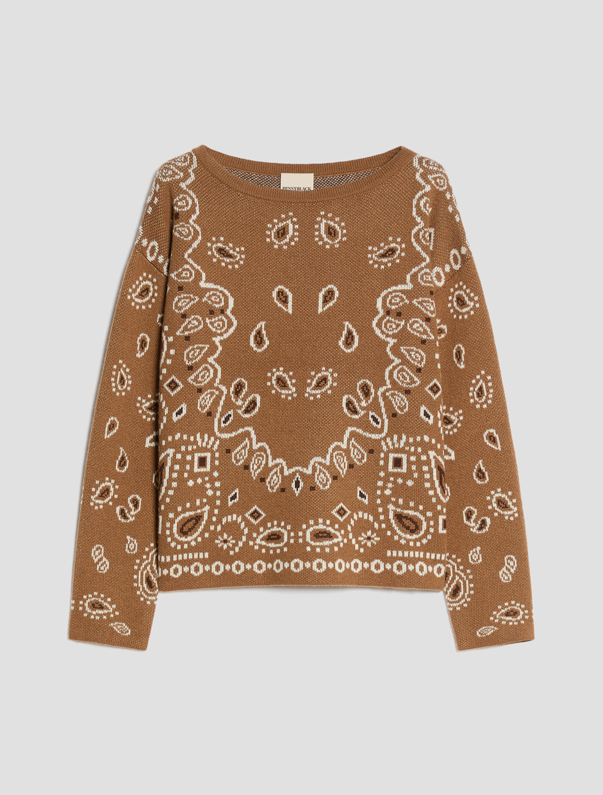 Paisley-jacquard jumper - TOBACCO BROWN - pennyblack
