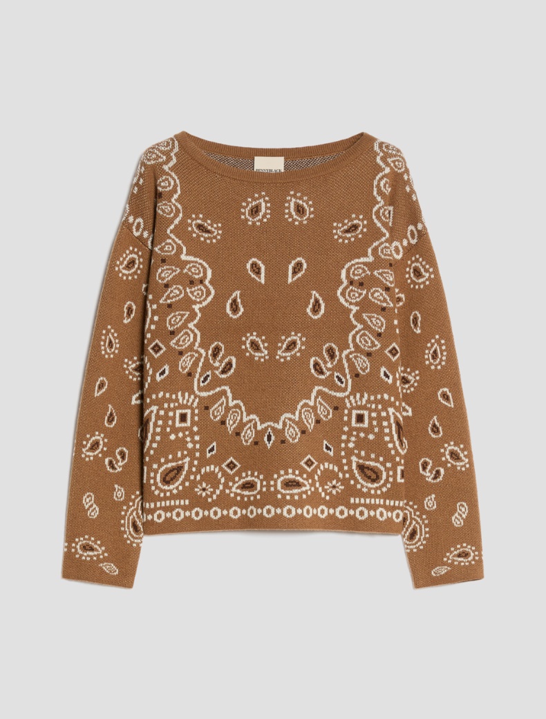 Paisley-jacquard jumper - TOBACCO BROWN - pennyblack