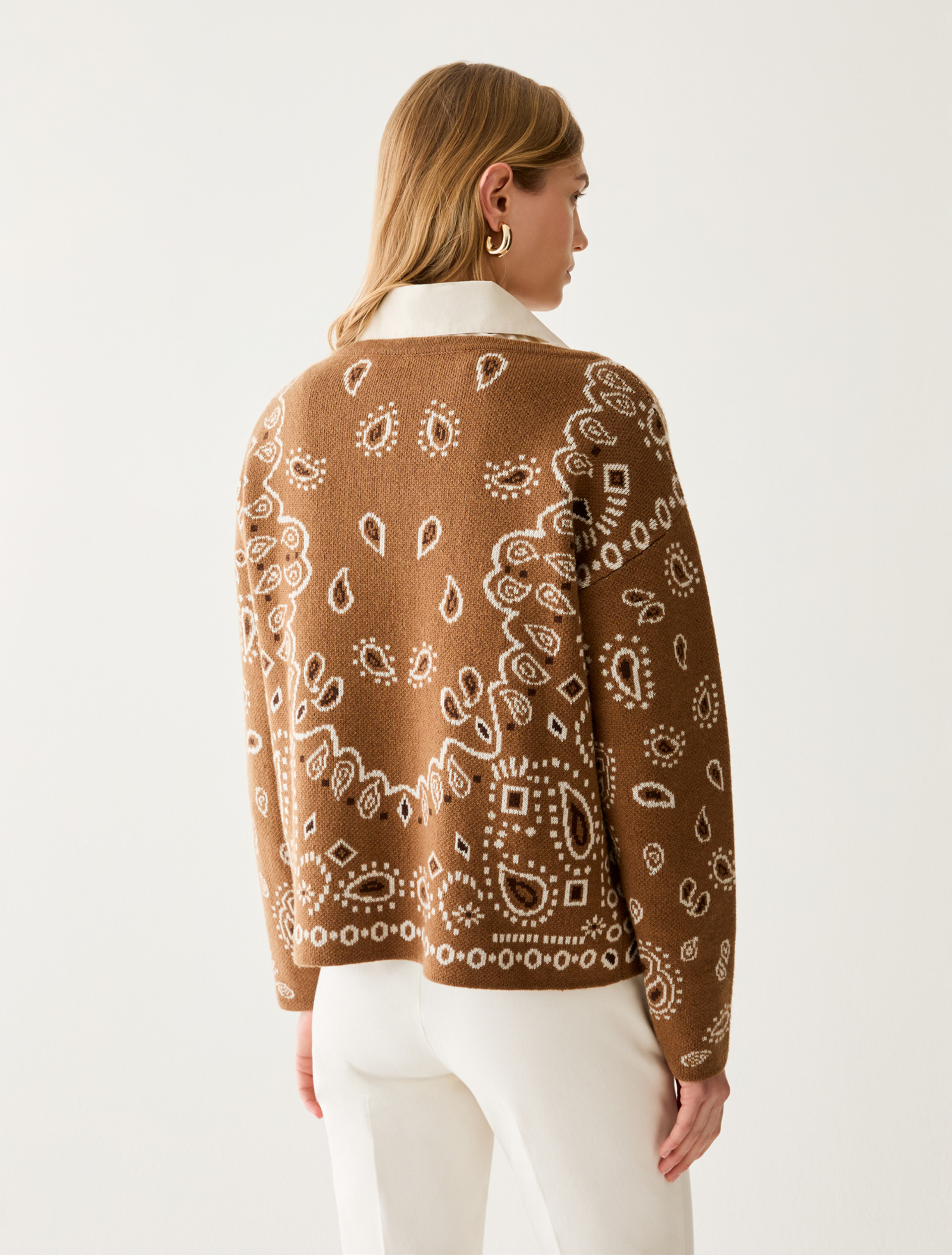 Paisley-jacquard jumper - TOBACCO BROWN - pennyblack