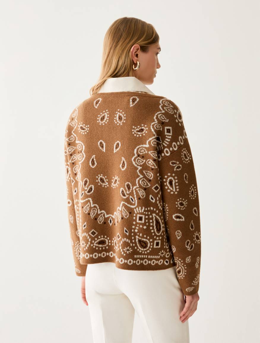 Paisley-jacquard jumper - TOBACCO BROWN - Pennyblack - 3