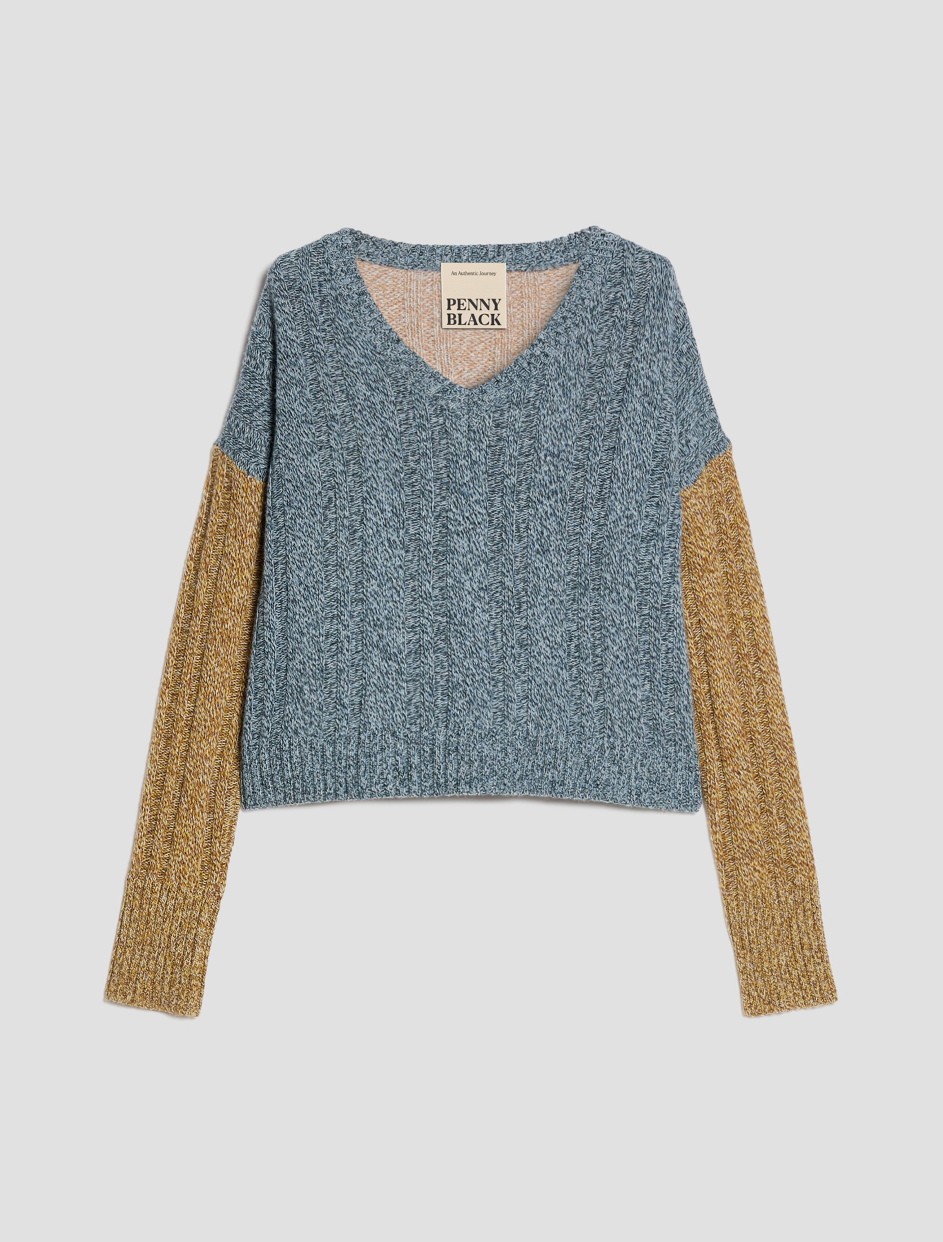 Mouliné colour-block jumper - PRUSSIAN BLUE - Pennyblack - 2