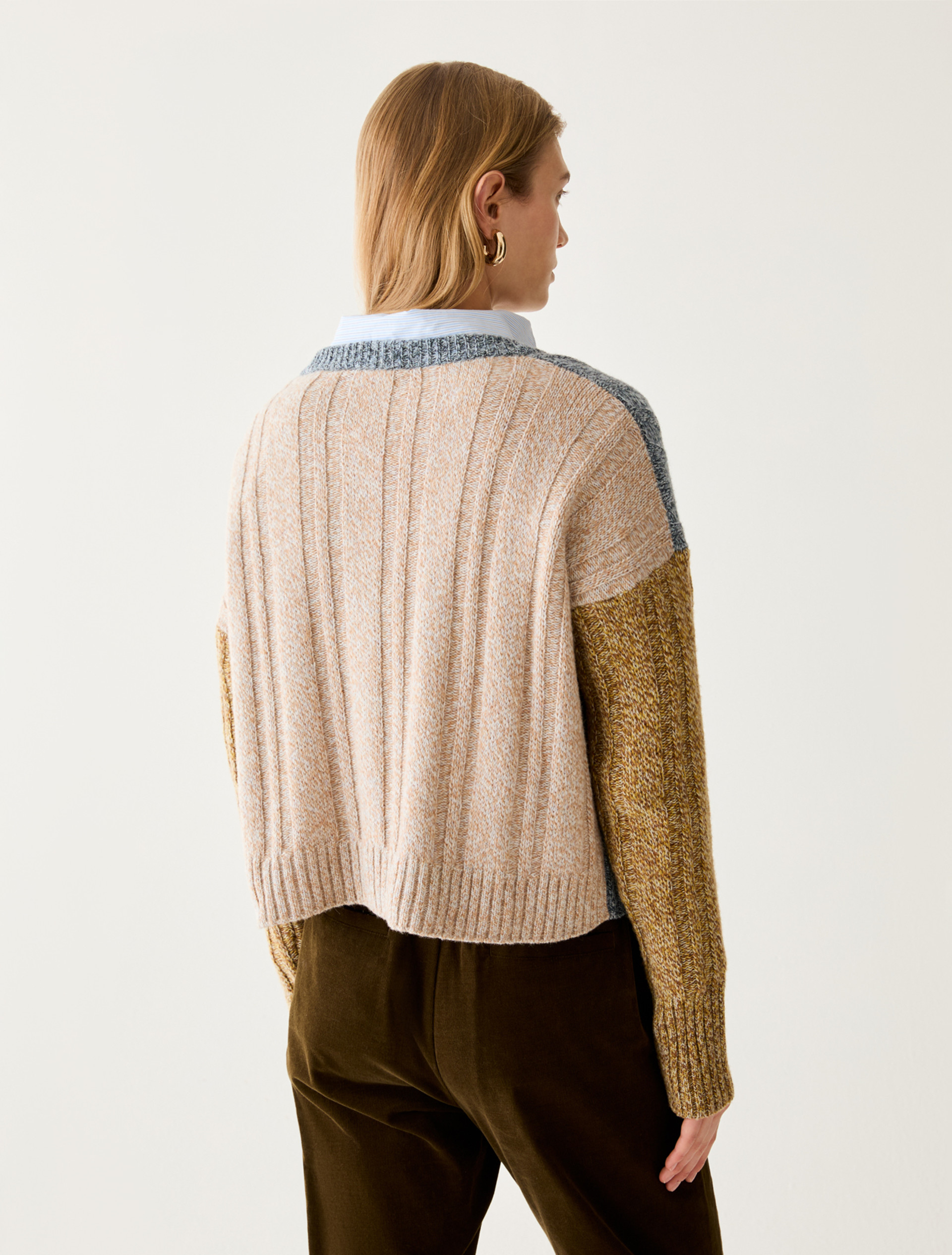 Mouliné colour-block jumper - PRUSSIAN BLUE - Pennyblack - 3