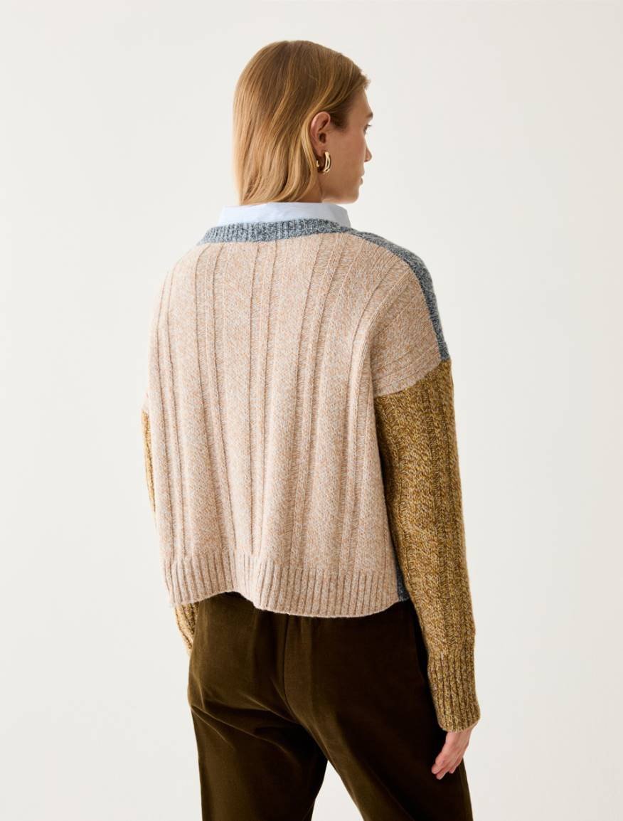 Mouliné colour-block jumper - PRUSSIAN BLUE - Pennyblack - 3