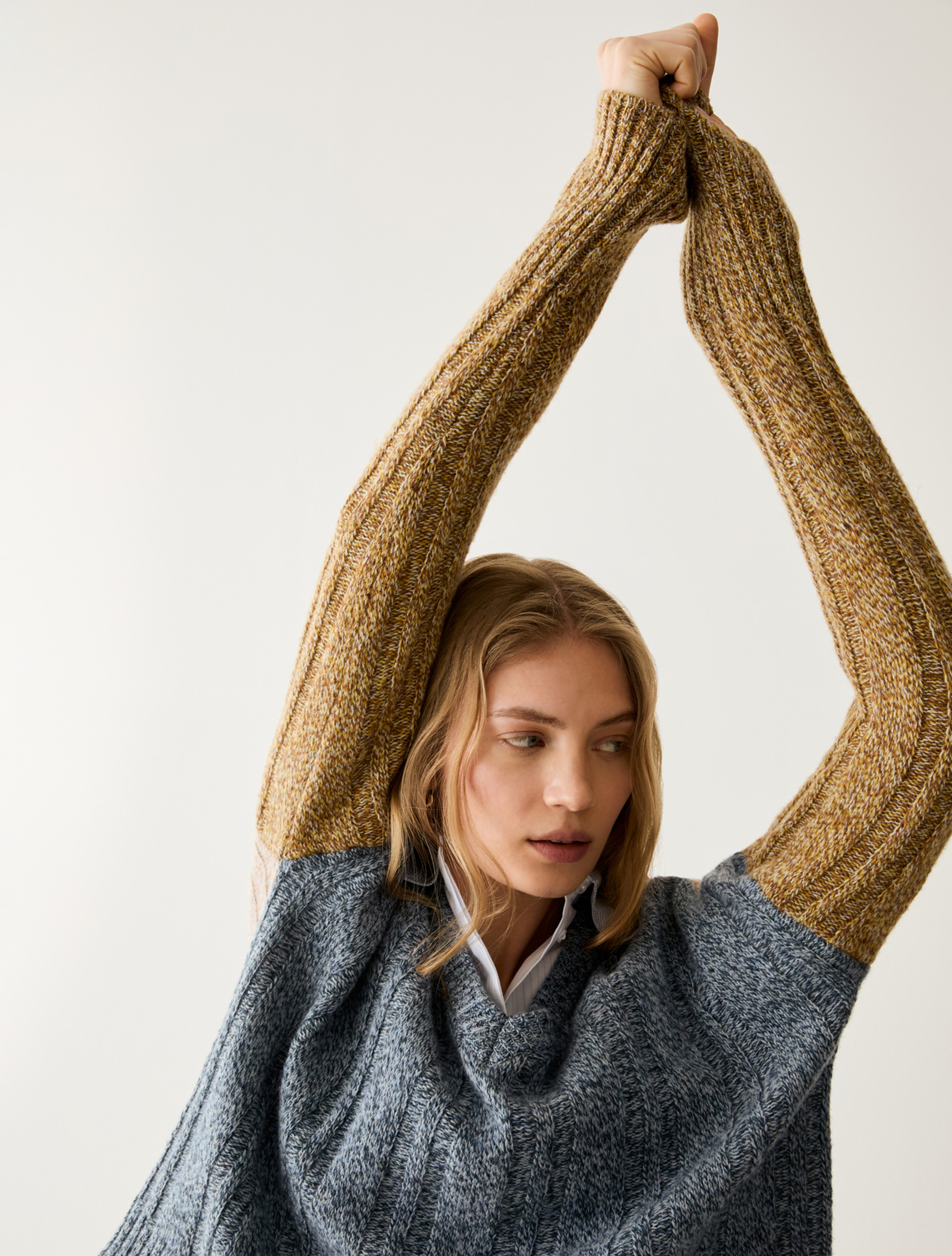 Mouliné colour-block jumper - PRUSSIAN BLUE - Pennyblack - 4