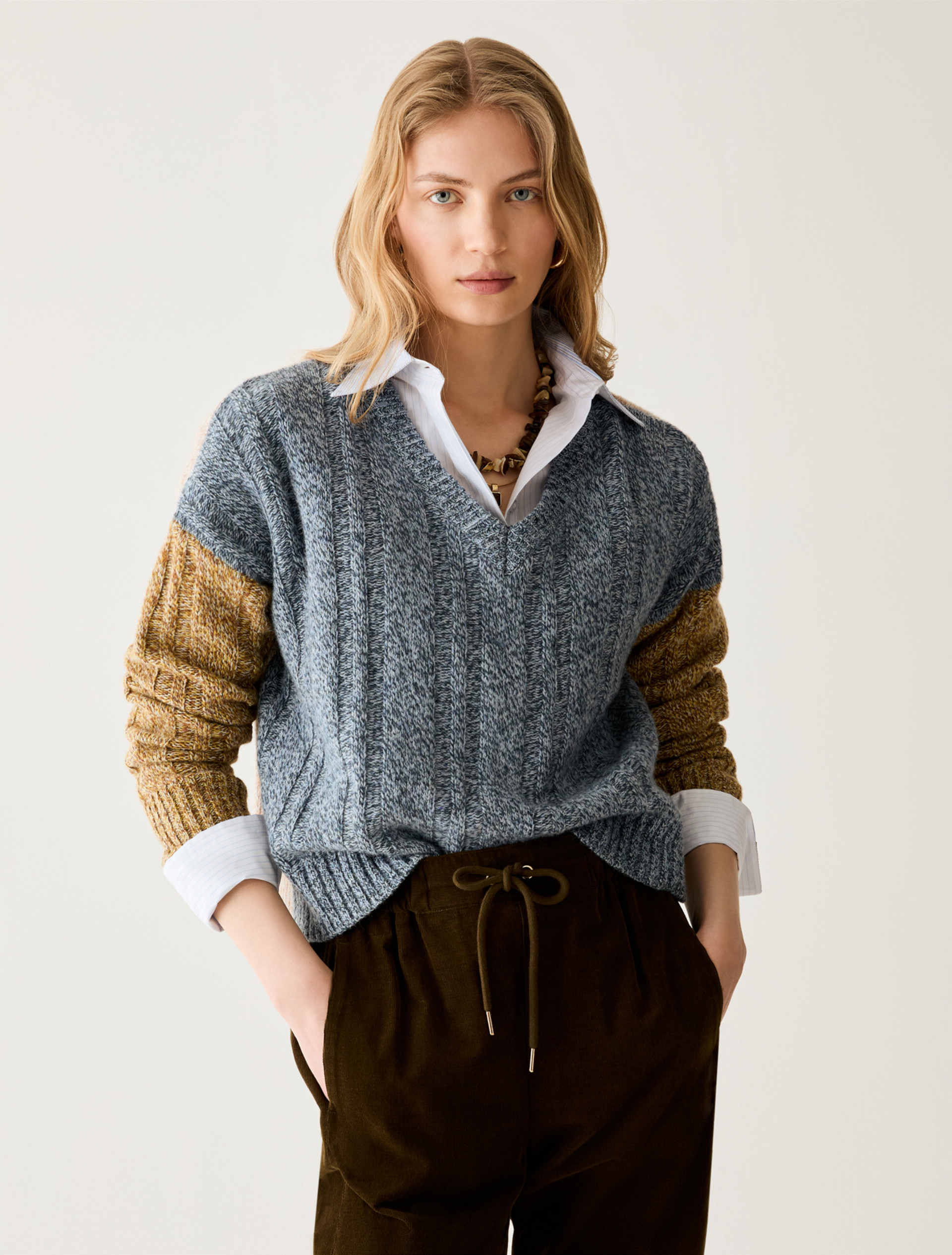 Mouliné colour-block jumper - PRUSSIAN BLUE - Pennyblack - 1