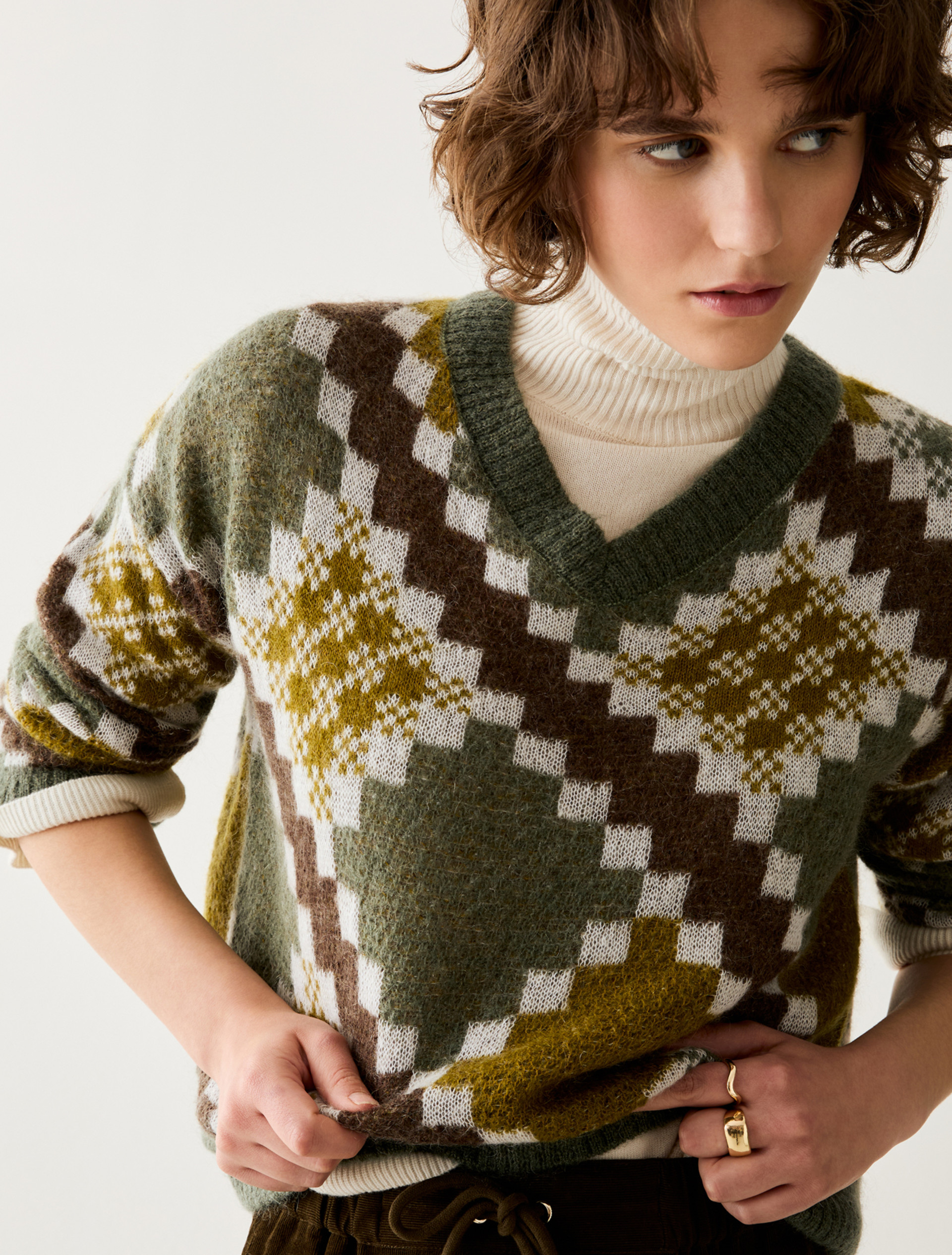 Mohair-blend jacquard jumper - KAKI - Pennyblack - 4