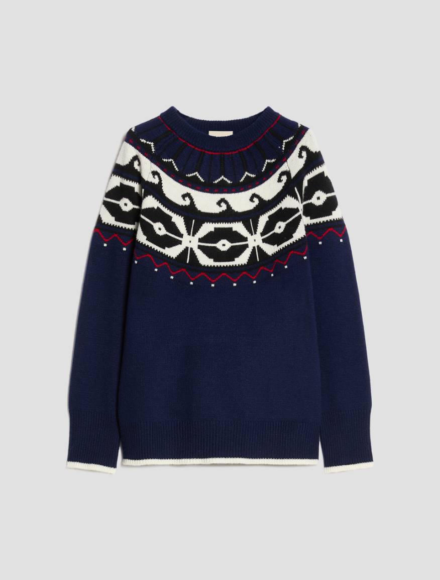 Wool-blend jacquard jumper - NAVY - Pennyblack - 2