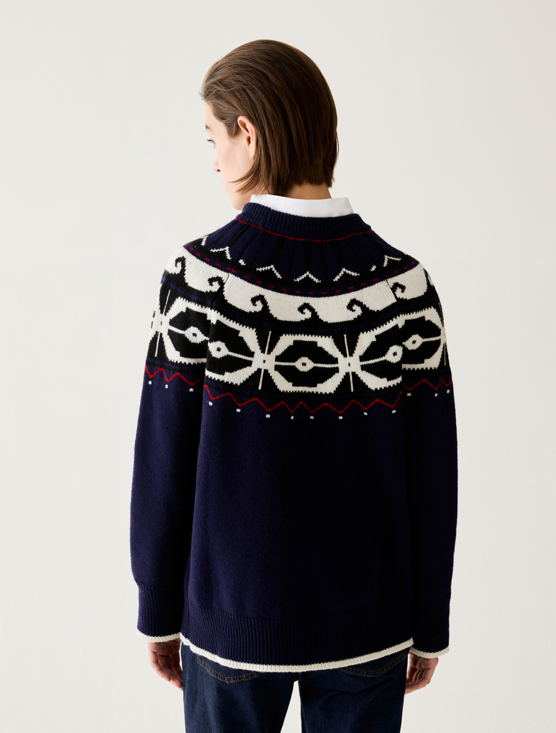 Wool-blend jacquard jumper - NAVY - Pennyblack - 3