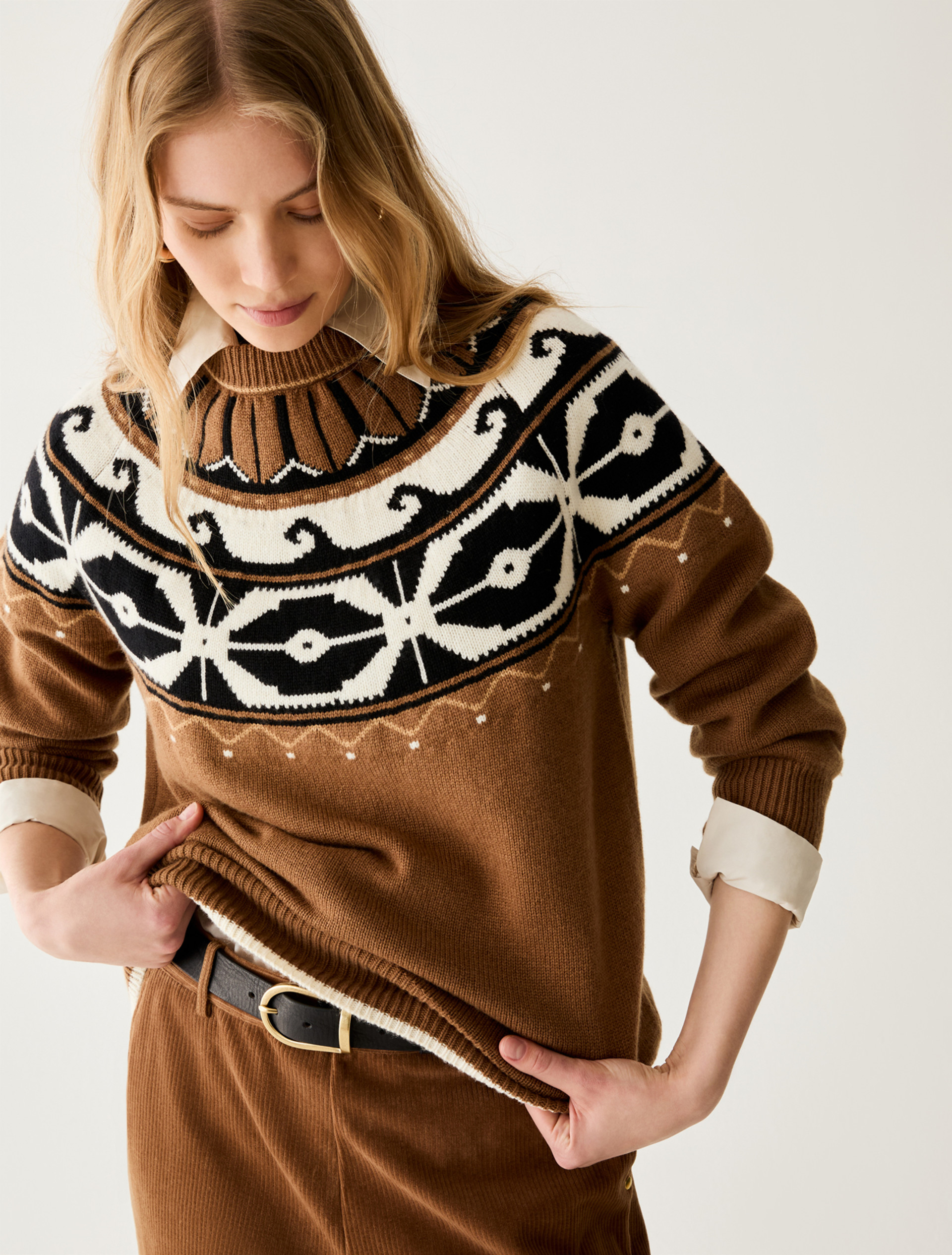 Maglia jacquard in blend di lana - TABACCO - Pennyblack - 4