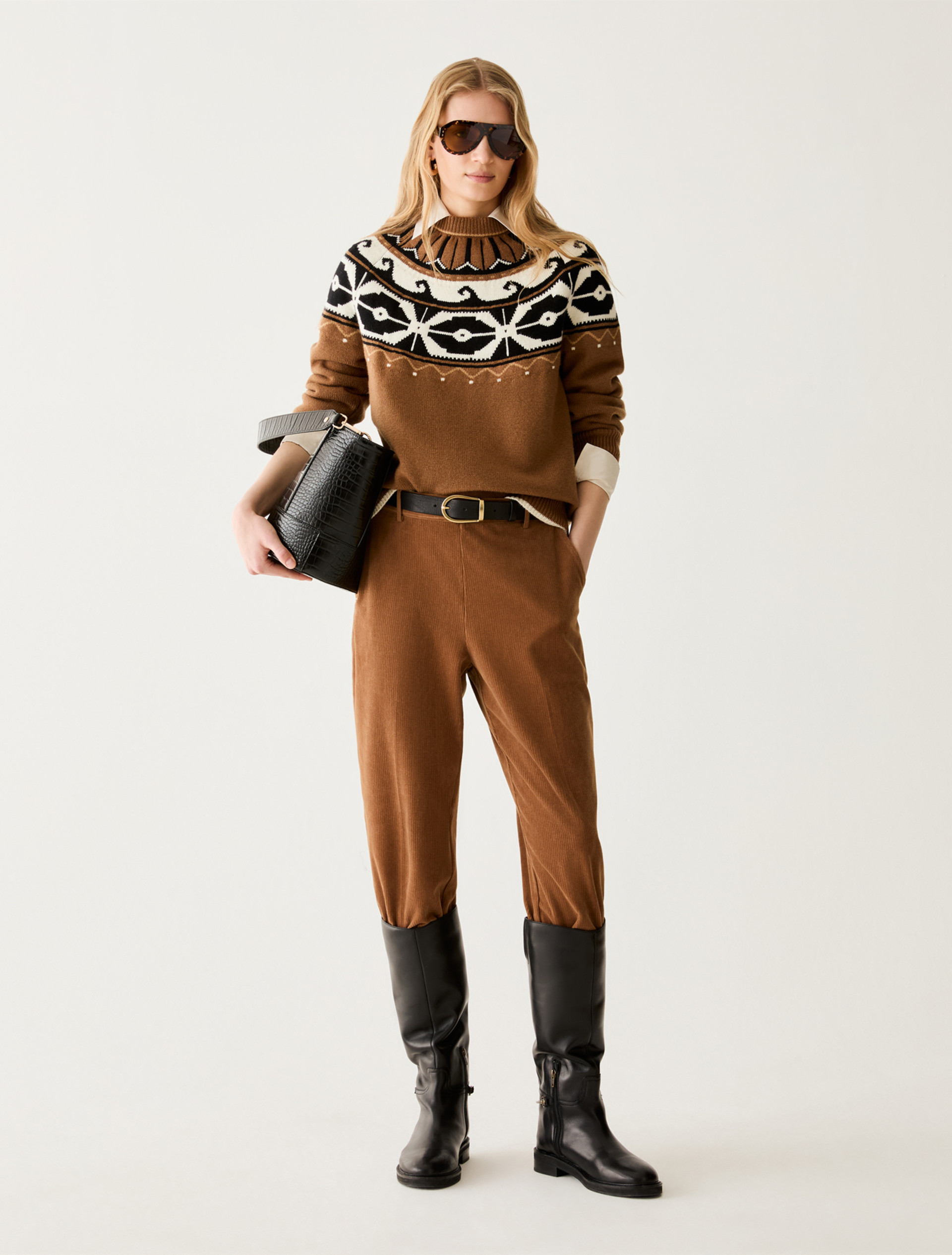 Maglia jacquard in blend di lana - TABACCO - Pennyblack - 5