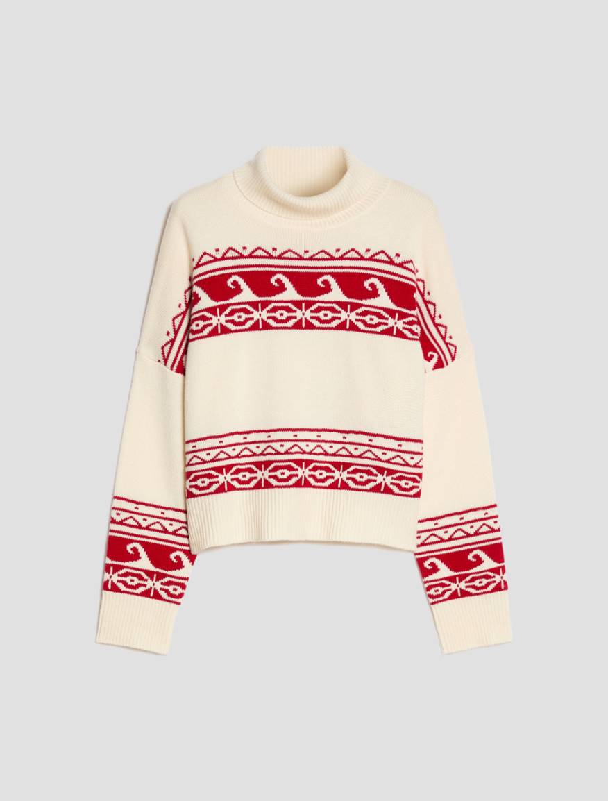 Jacquard wool blend jumper - OPTICAL WHITE - Pennyblack - 2