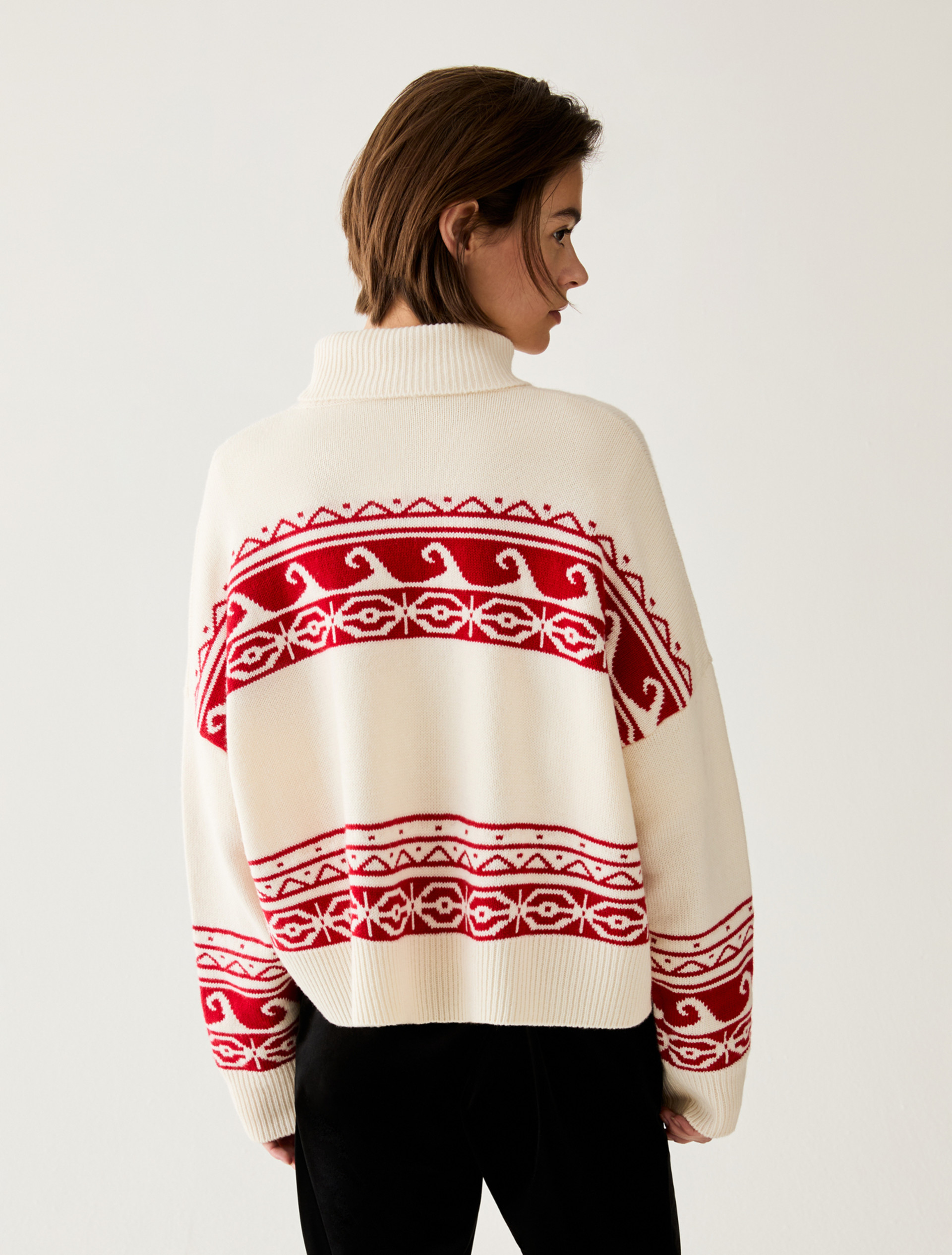 Jacquard wool blend jumper - OPTICAL WHITE - Pennyblack - 3