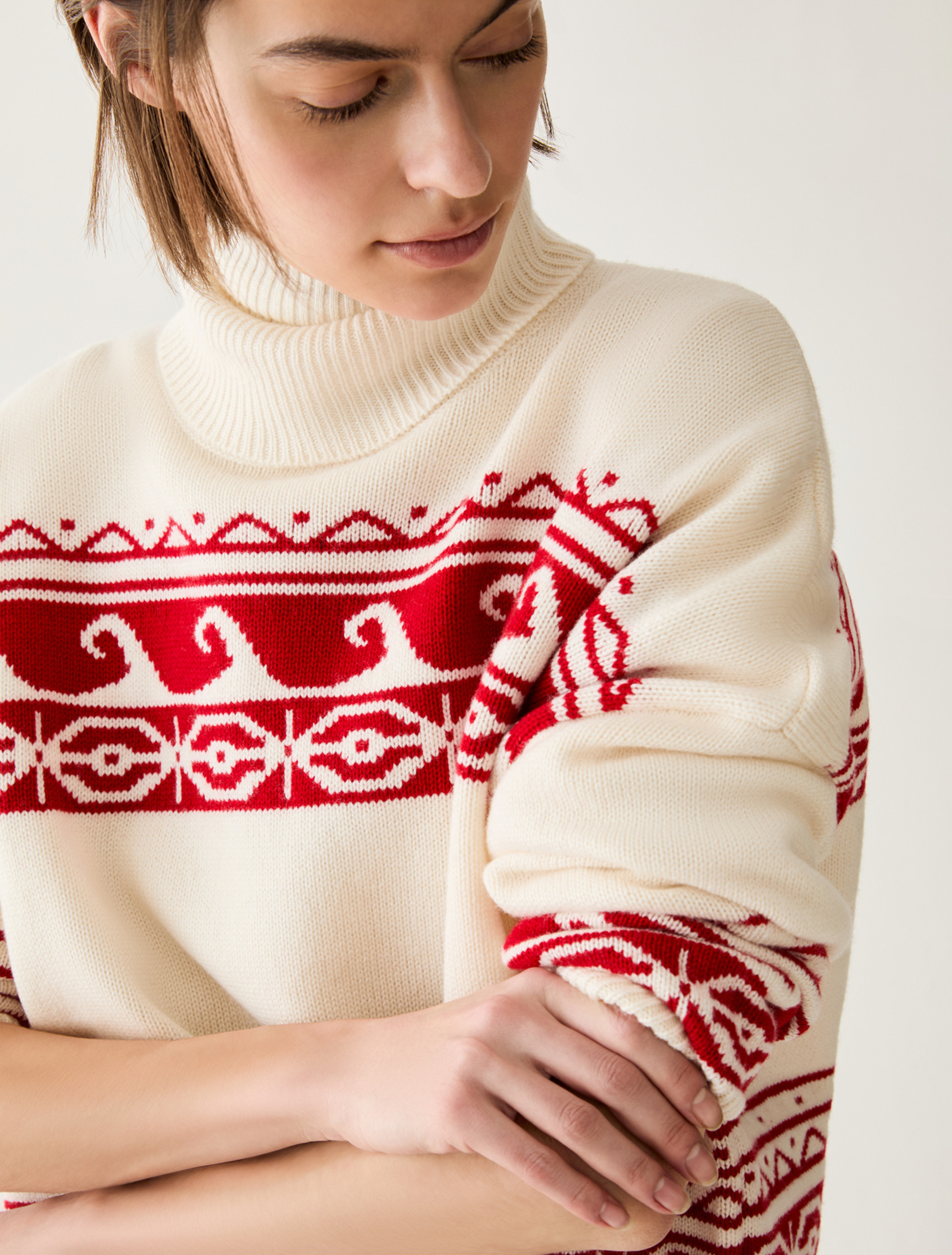 Jacquard wool blend jumper - OPTICAL WHITE - Pennyblack - 4