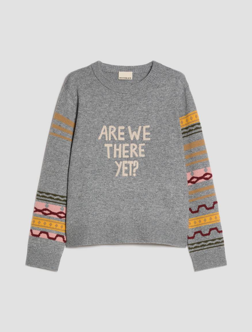Jumper with graphics and embroidery - BLUE-GREY - Pennyblack - 2