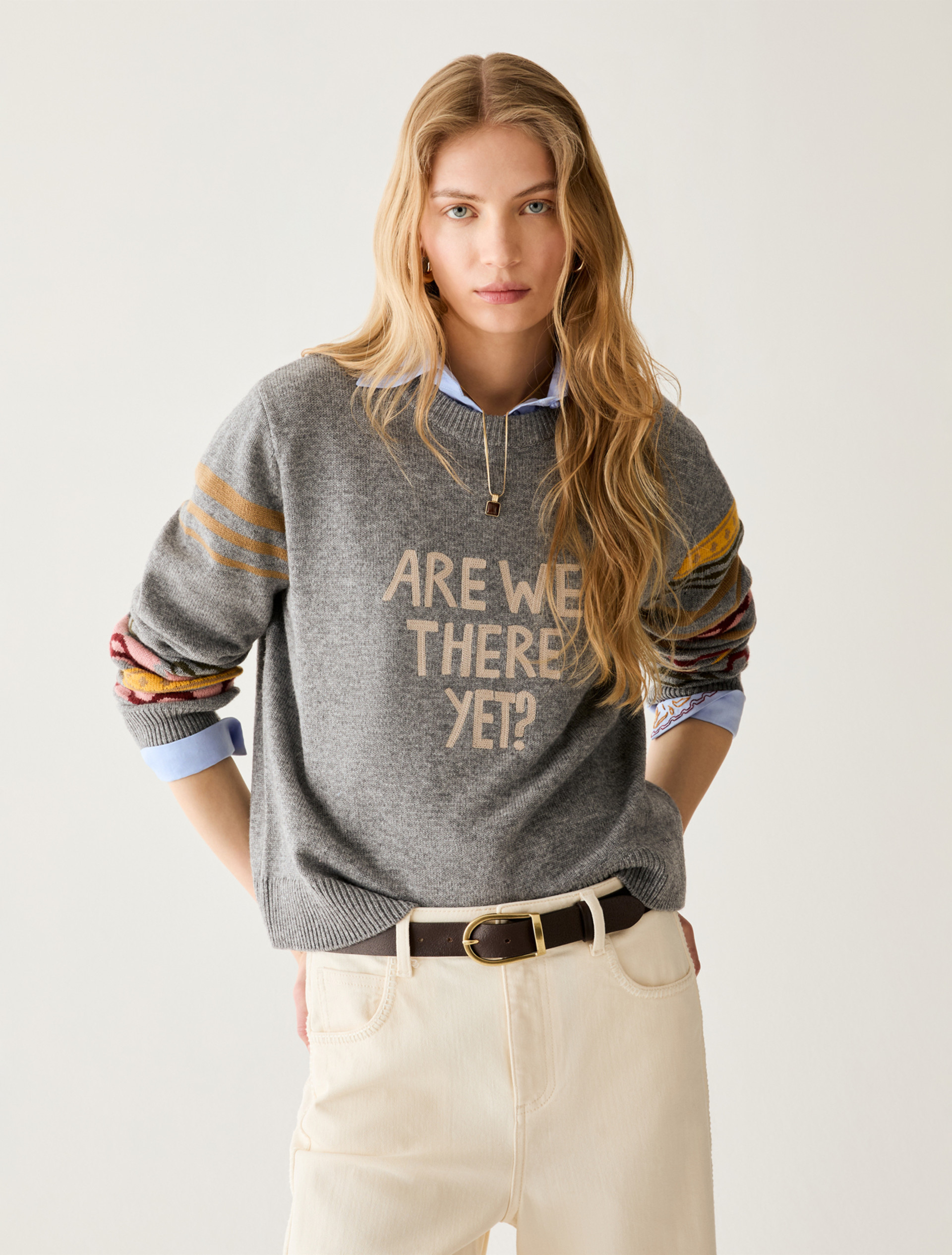 Jumper with graphics and embroidery - BLUE-GREY - Pennyblack - 1