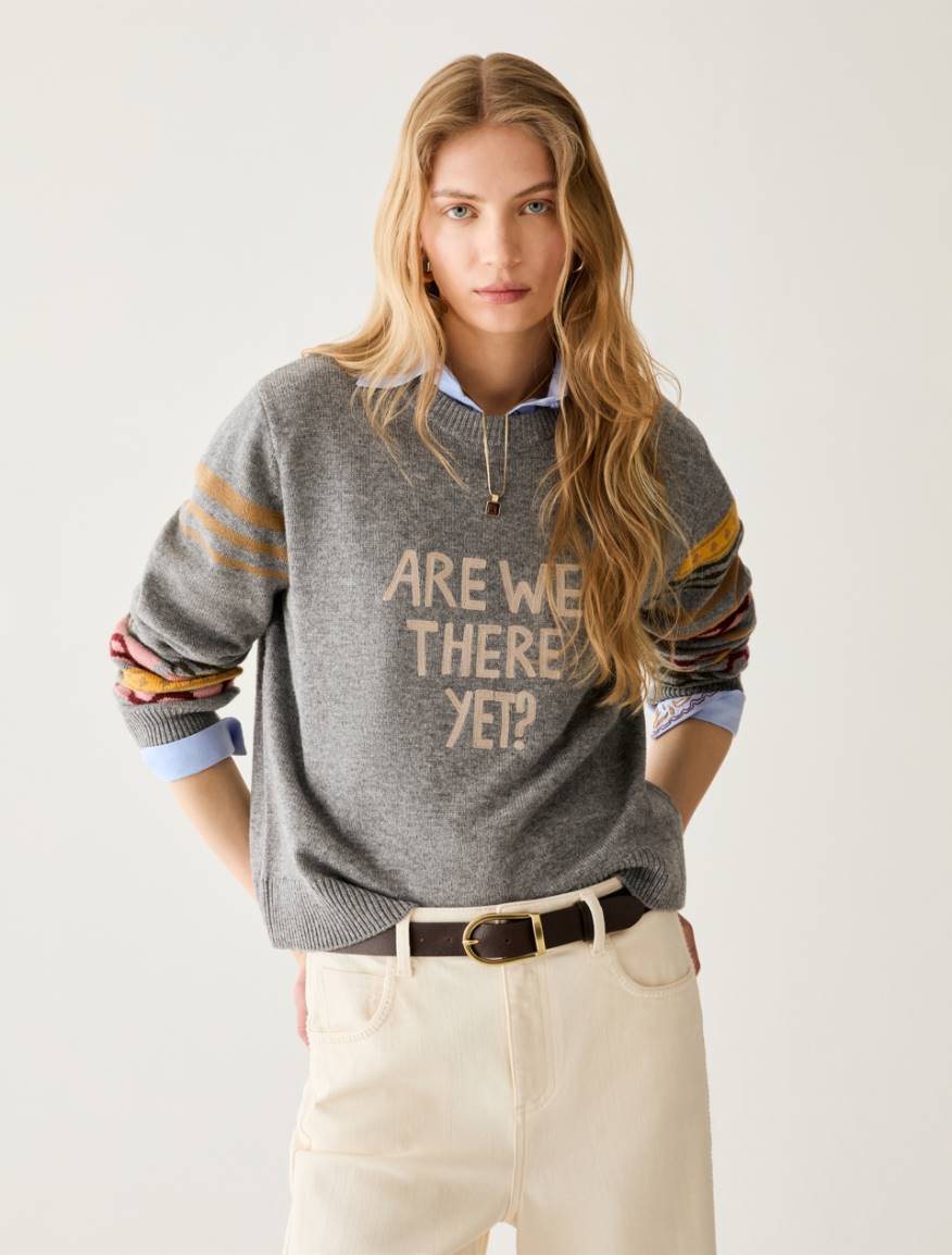 Jumper with graphics and embroidery - BLUE-GREY - Pennyblack