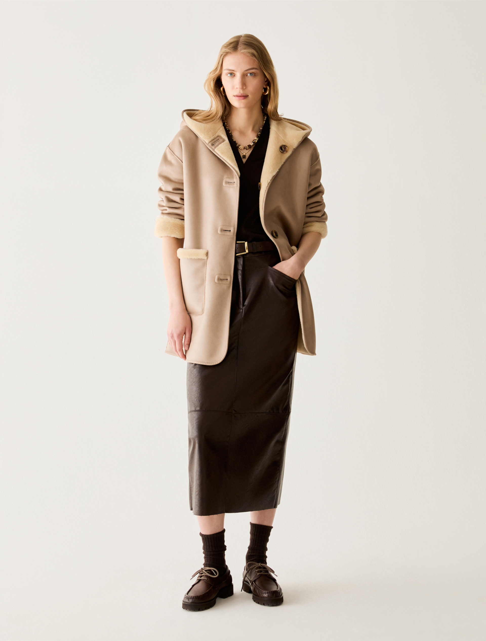 Coat reversibile con cappuccio - BEIGE - Pennyblack - 1