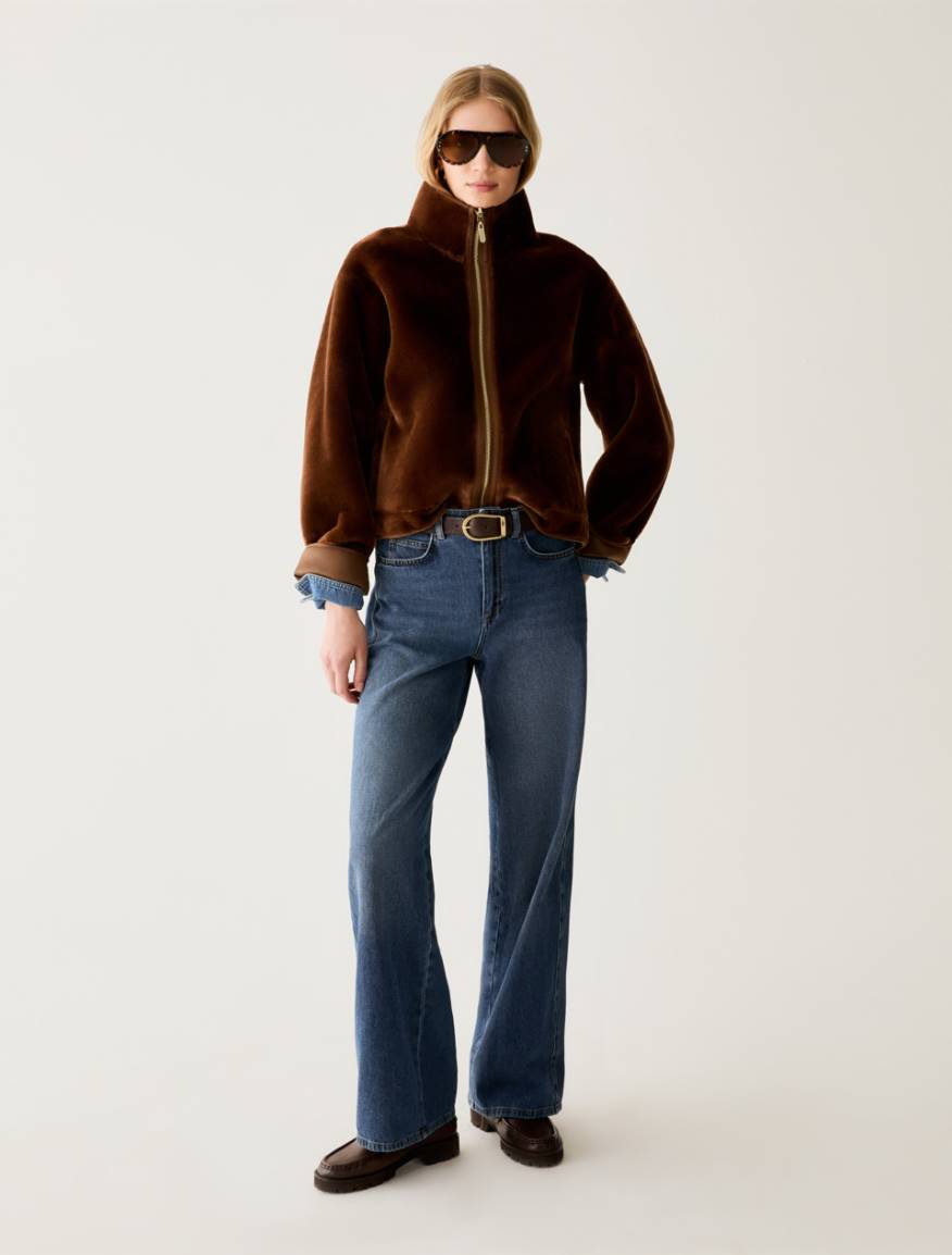 Reversible boxy-cut jacket - TOBACCO BROWN - Pennyblack - 5