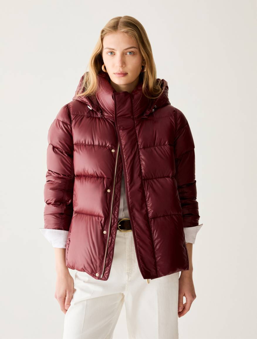Water-repellent nylon down jacket - BORDEAUX - Pennyblack