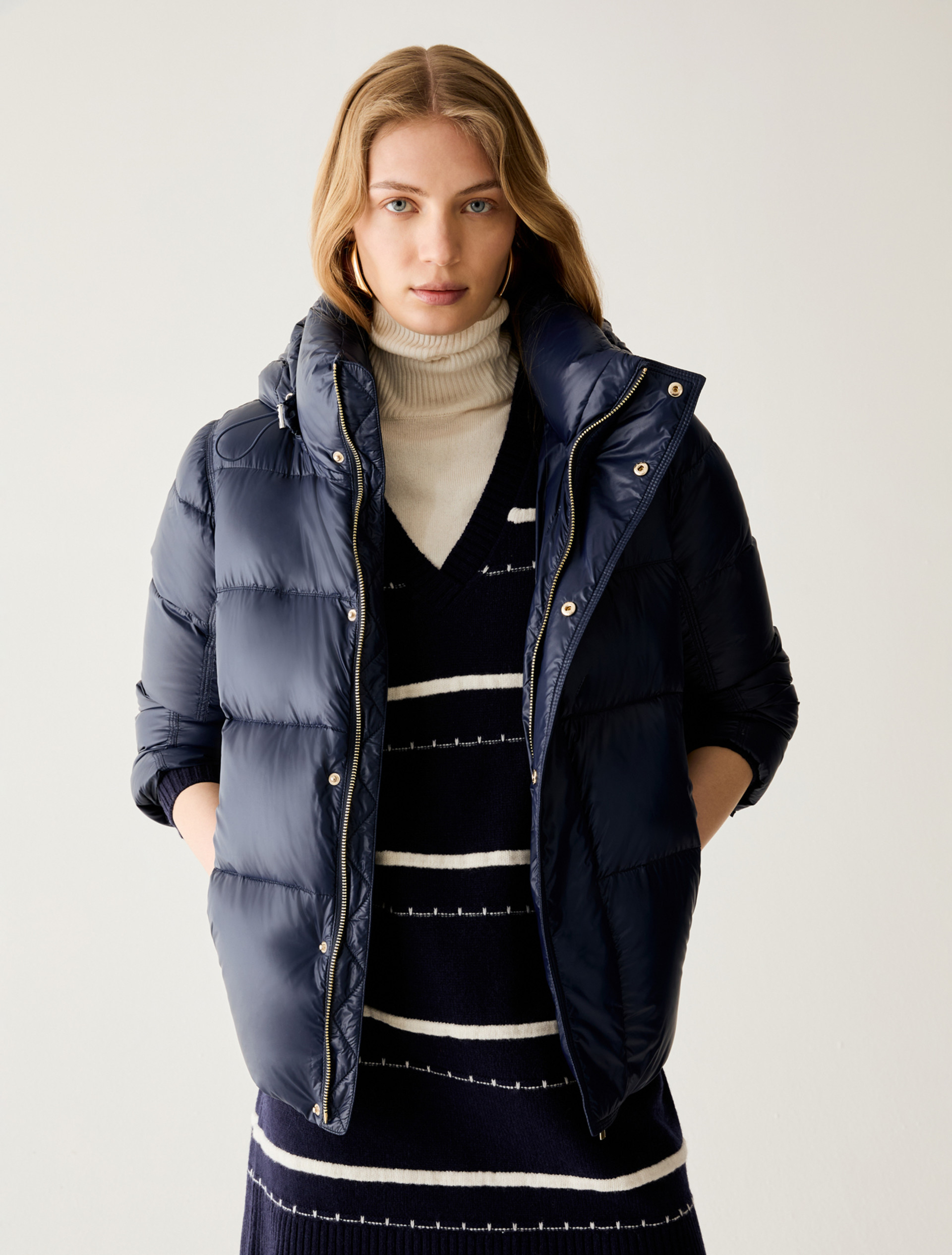 Water-repellent nylon down jacket - NAVY - Pennyblack - 1