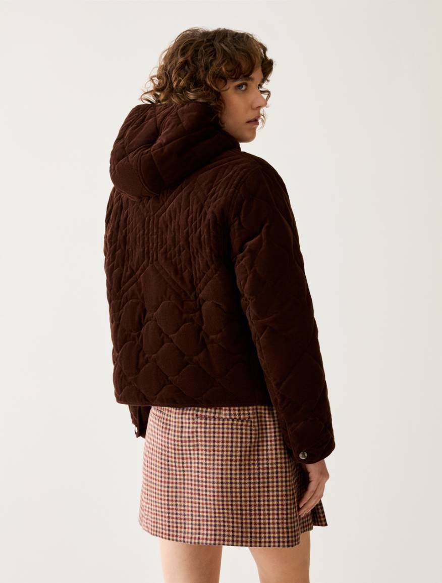 Quilted velvet jacket - DARK BOWN - Pennyblack - 3