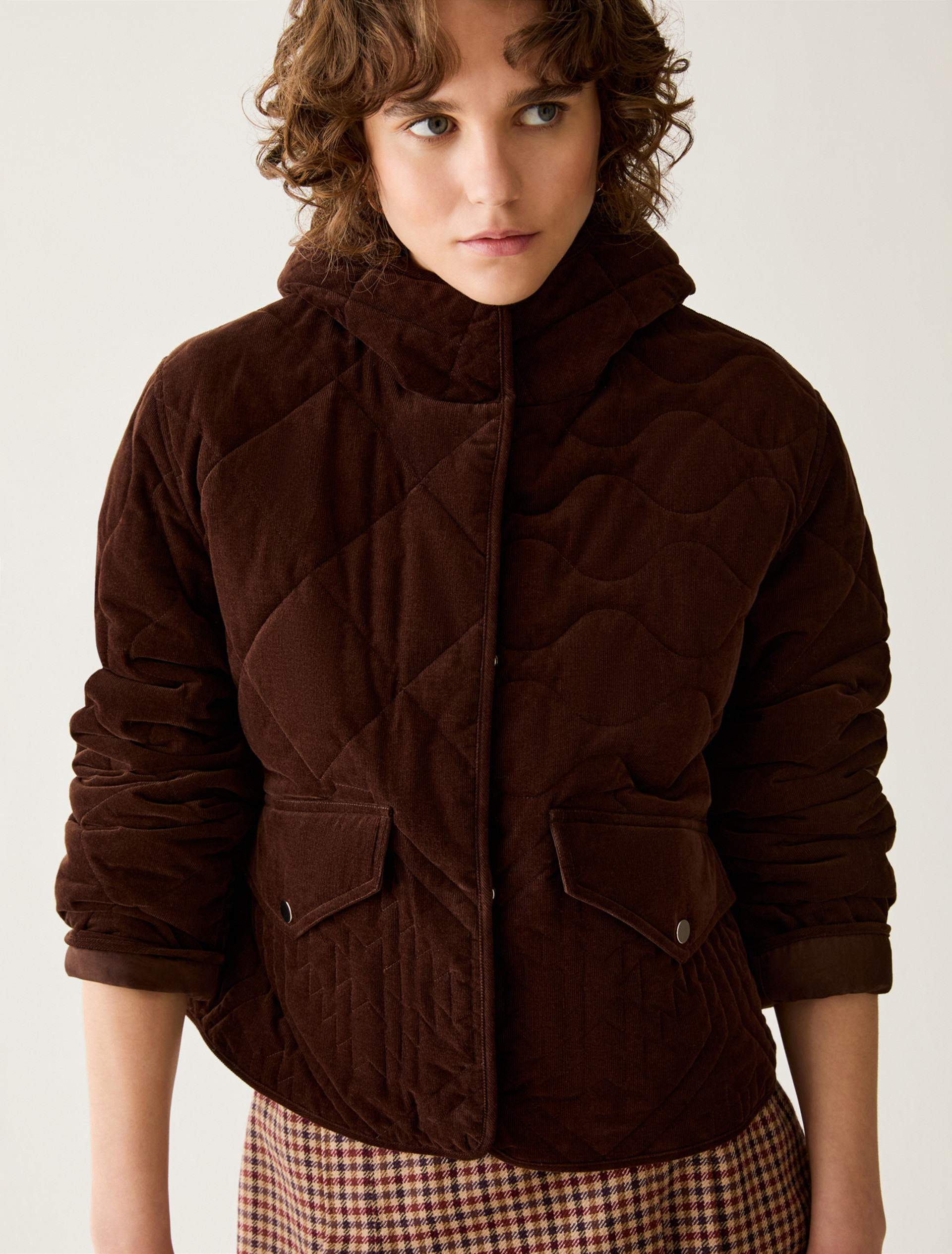 Quilted velvet jacket - DARK BOWN - Pennyblack - 4
