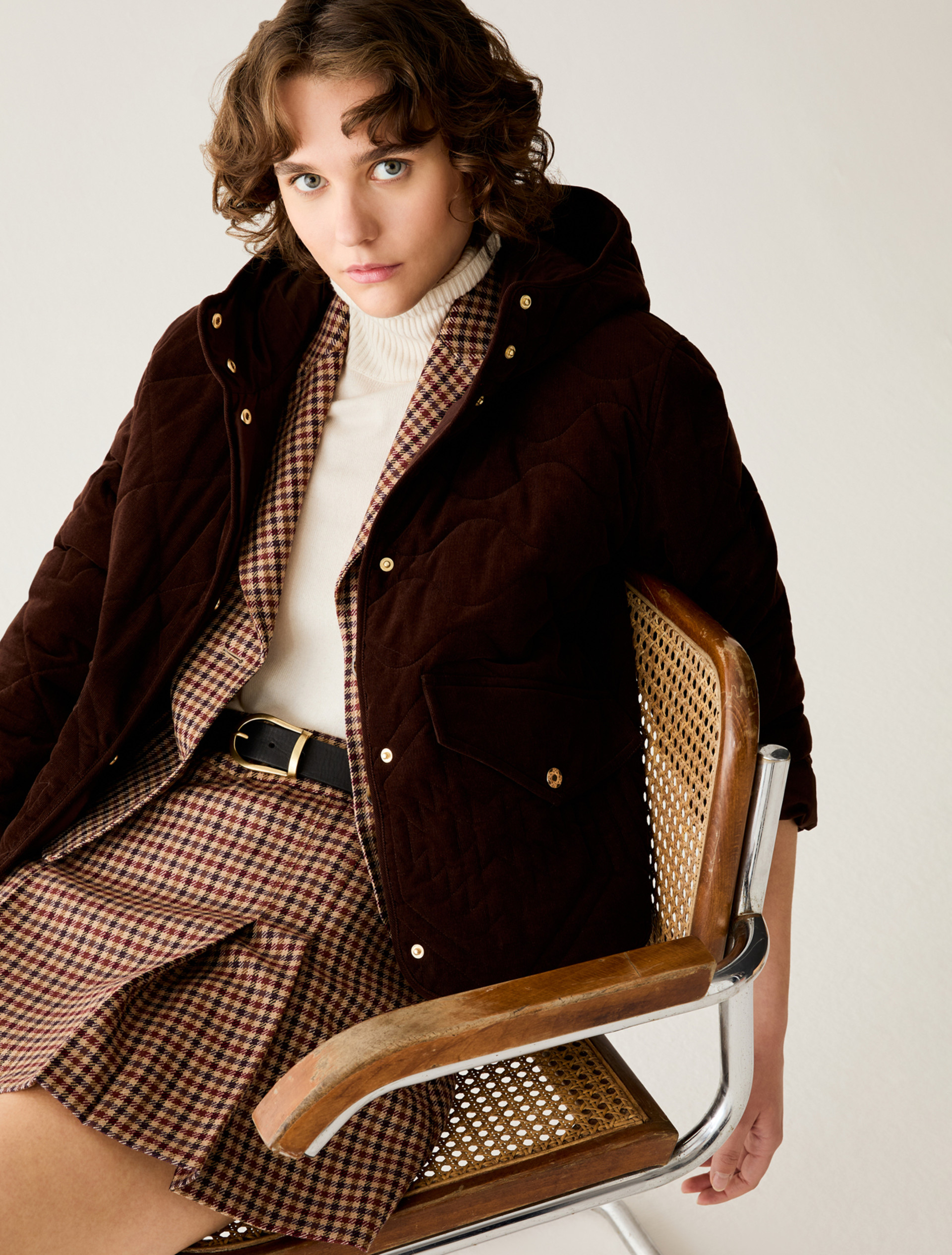 Quilted velvet jacket - DARK BOWN - Pennyblack - 5