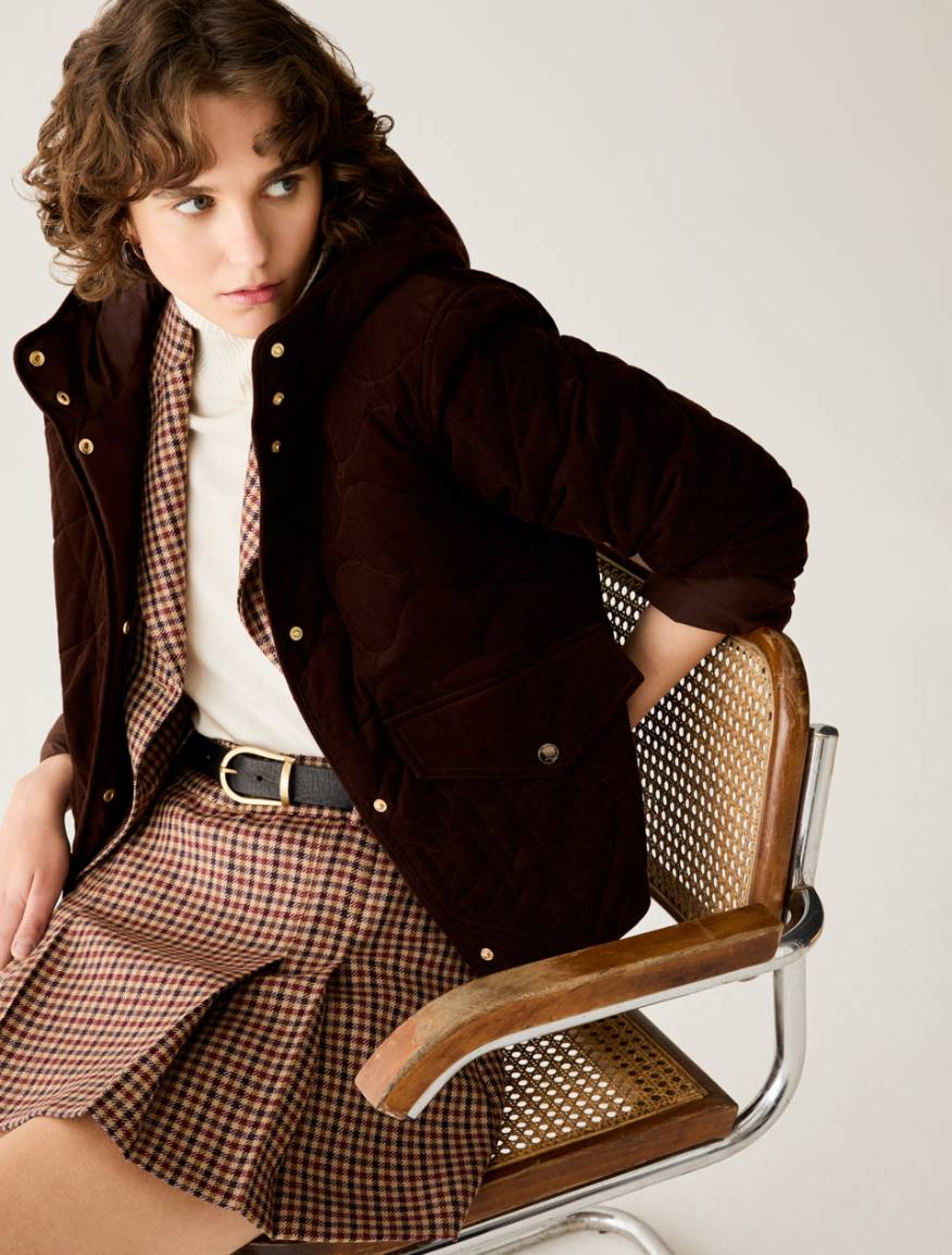 Quilted velvet jacket - DARK BOWN - Pennyblack - 7