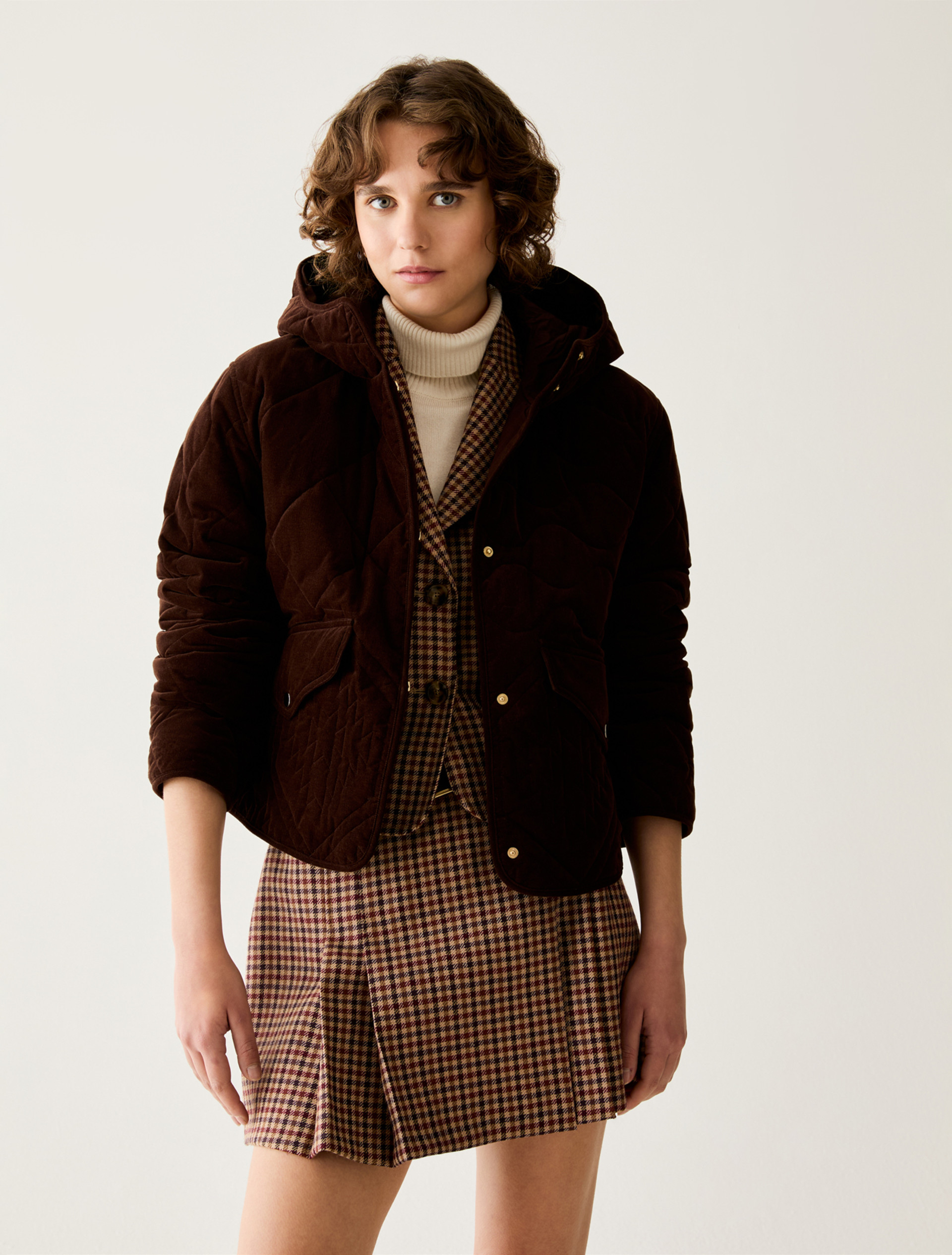 Quilted velvet jacket - DARK BOWN - Pennyblack - 1
