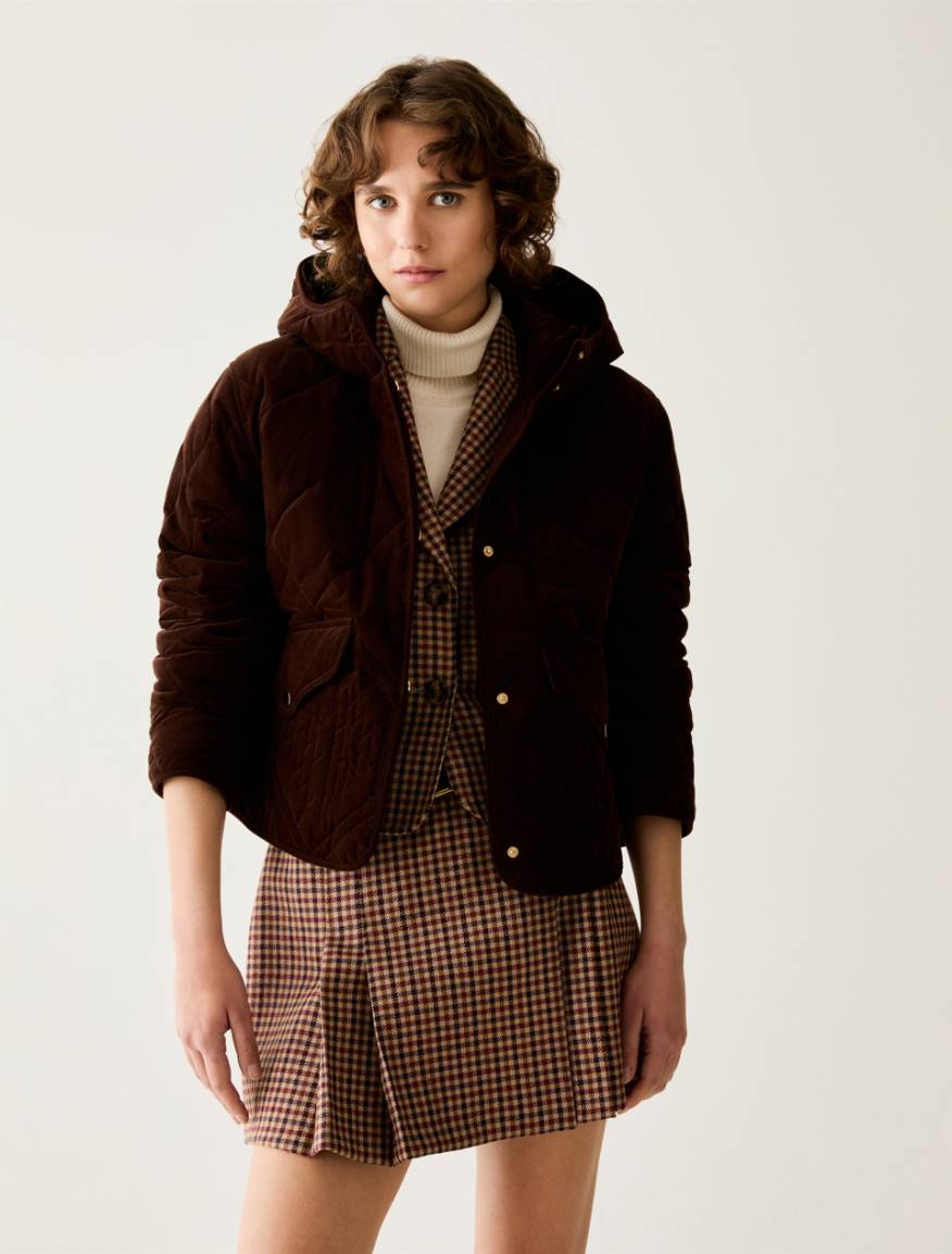 Quilted velvet jacket - DARK BOWN - Pennyblack