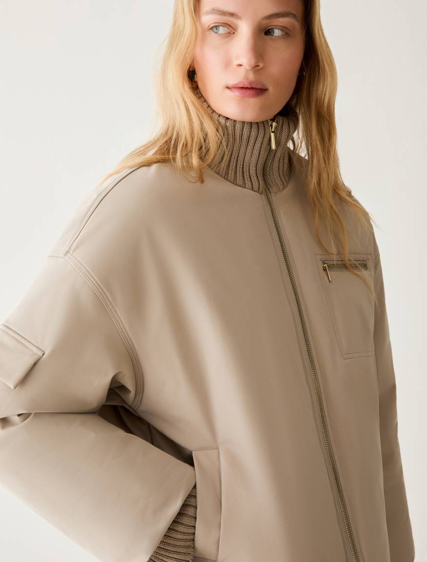 Water-repellent padded bomber jacket - BEIGE - Pennyblack - 4