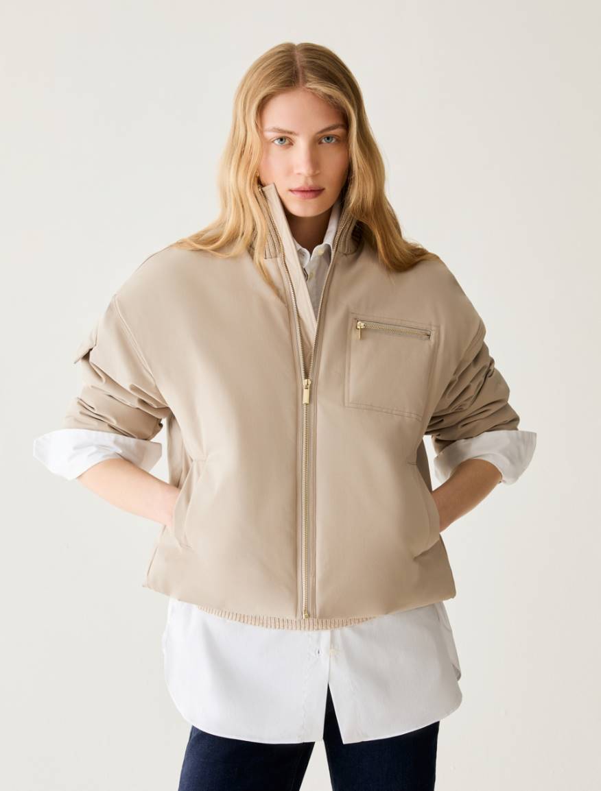 Water-repellent padded bomber jacket - BEIGE - Pennyblack