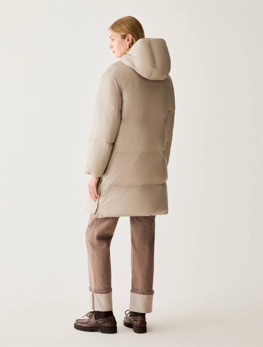 Water-repellent hooded down jacket - BEIGE - Pennyblack - 3