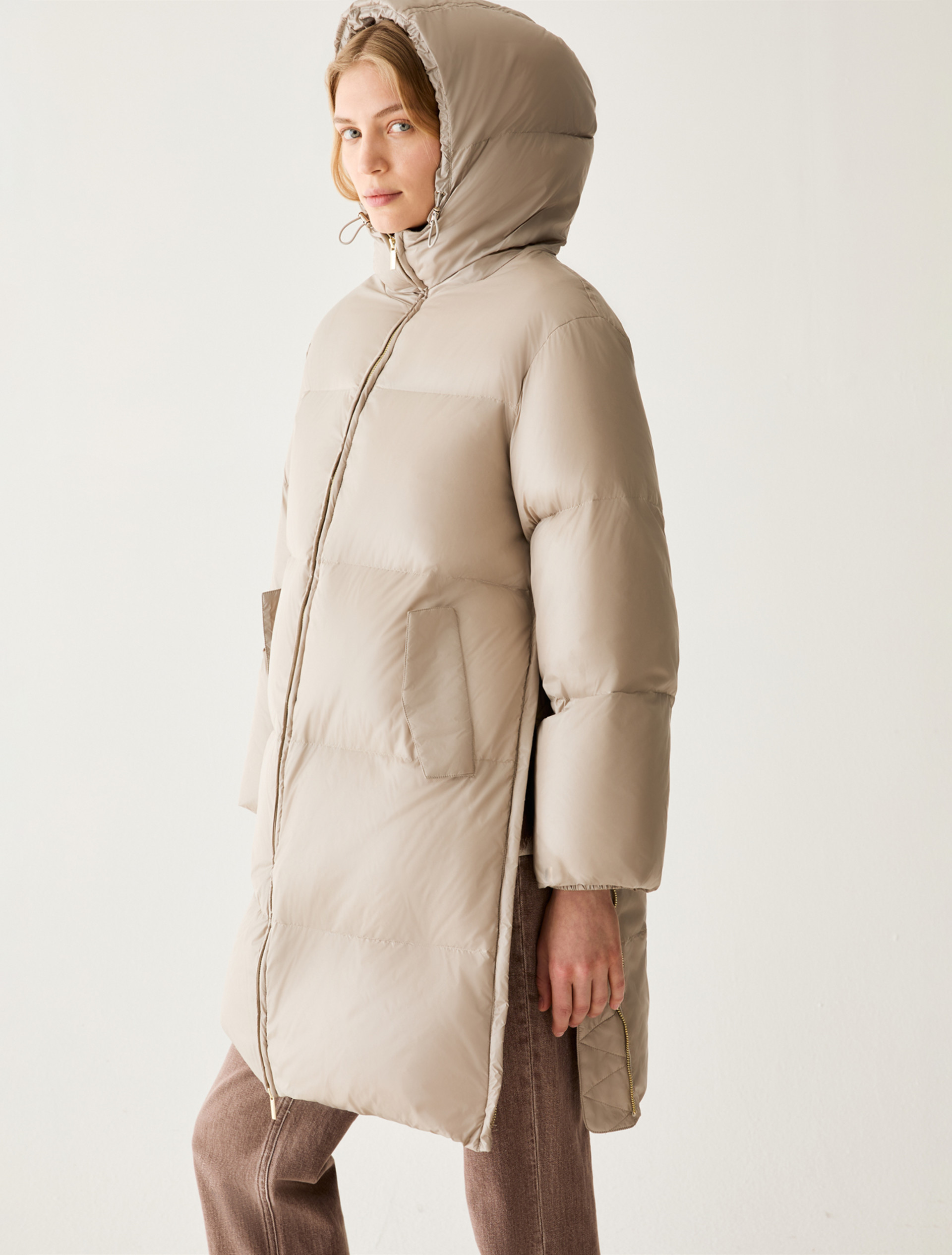 Water-repellent hooded down jacket - BEIGE - Pennyblack - 4
