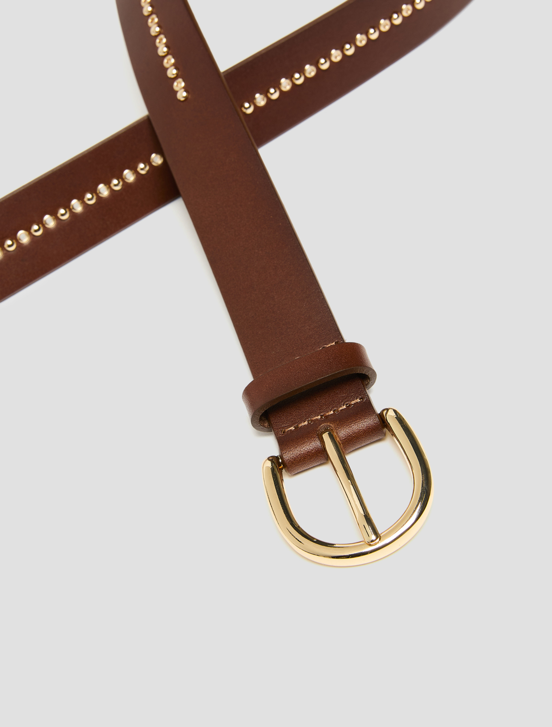 Studded leather belt - BROWN - Pennyblack - 2