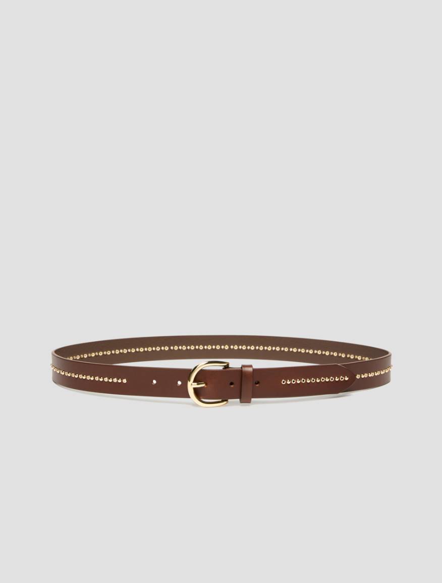 Studded leather belt - BROWN - Pennyblack