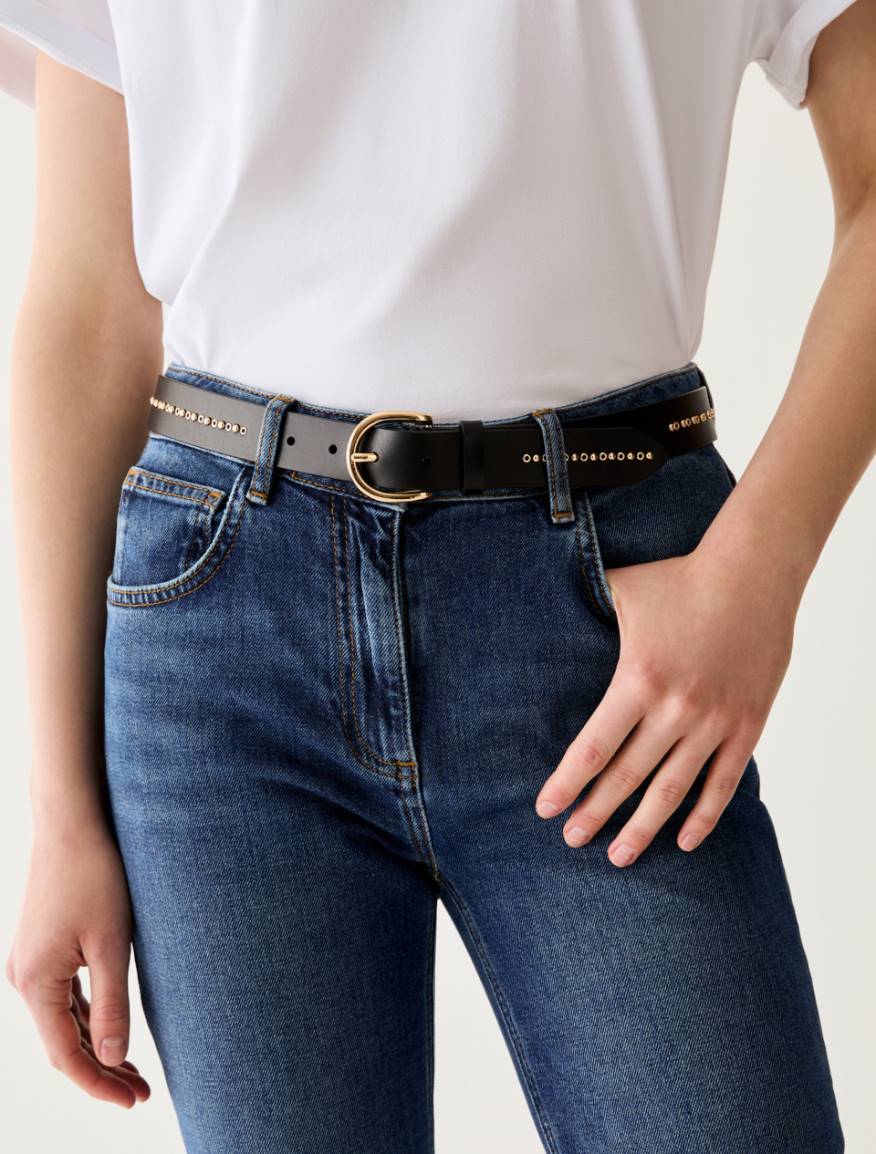 Studded leather belt - BLACK - Pennyblack - 3