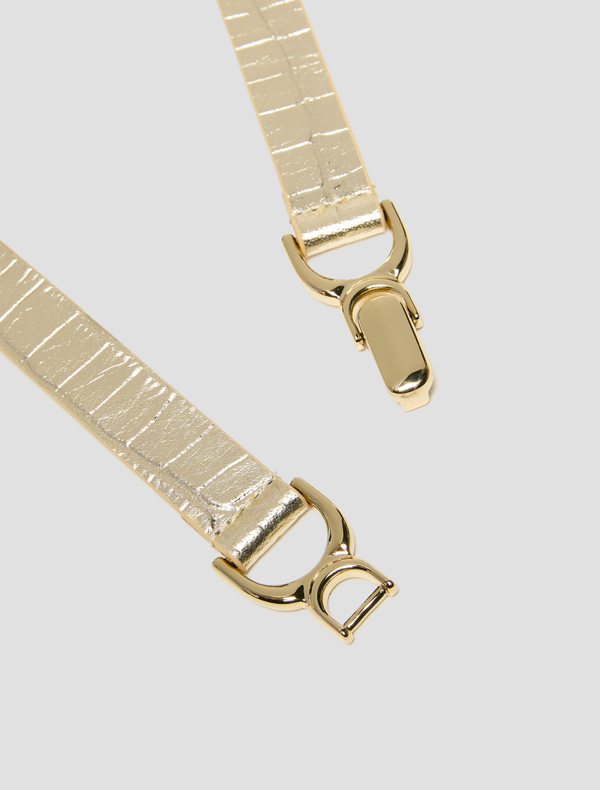 Crocodile-embossed leather belt - GOLD - pennyblack
