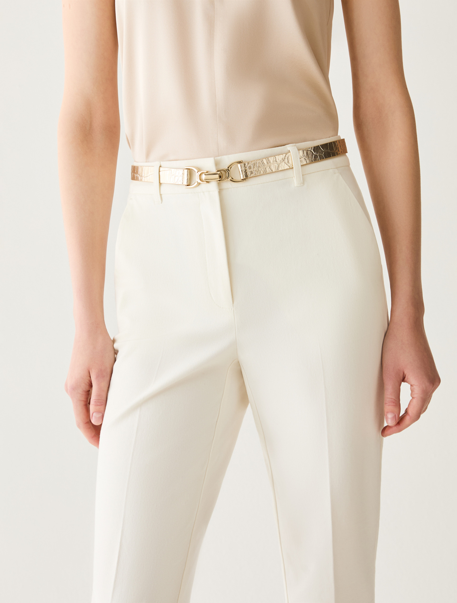 Crocodile-embossed leather belt - GOLD - pennyblack