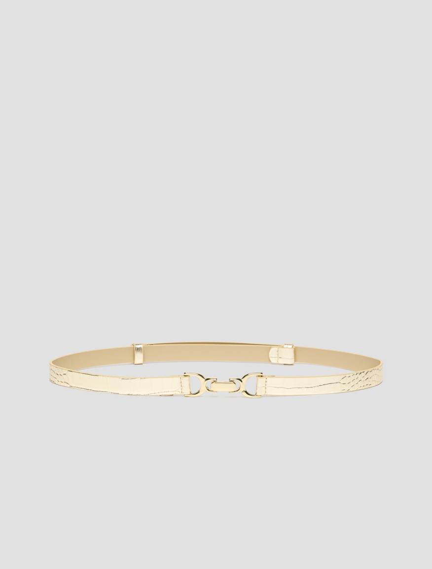 Crocodile-embossed leather belt - GOLD - Pennyblack