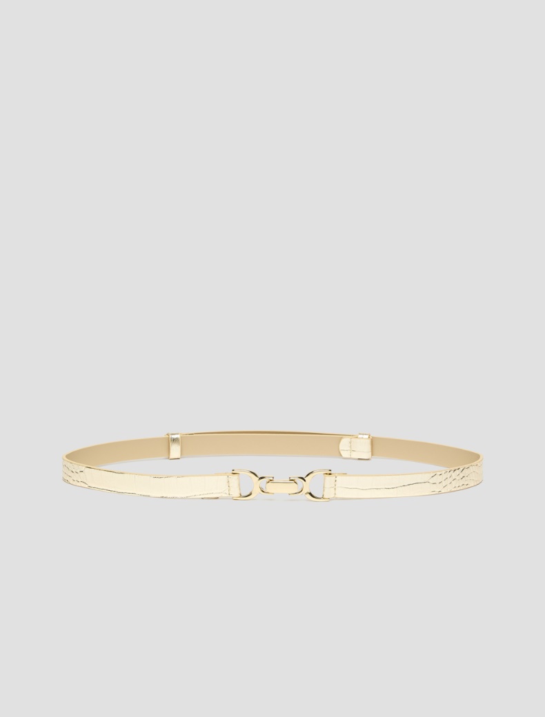 Crocodile-embossed leather belt - GOLD - pennyblack