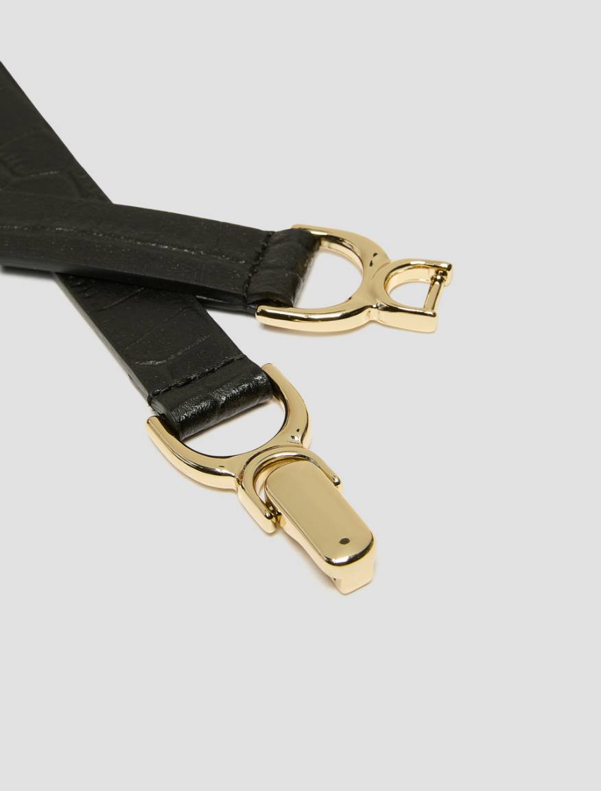 Crocodile-embossed leather belt - BLACK - Pennyblack - 2