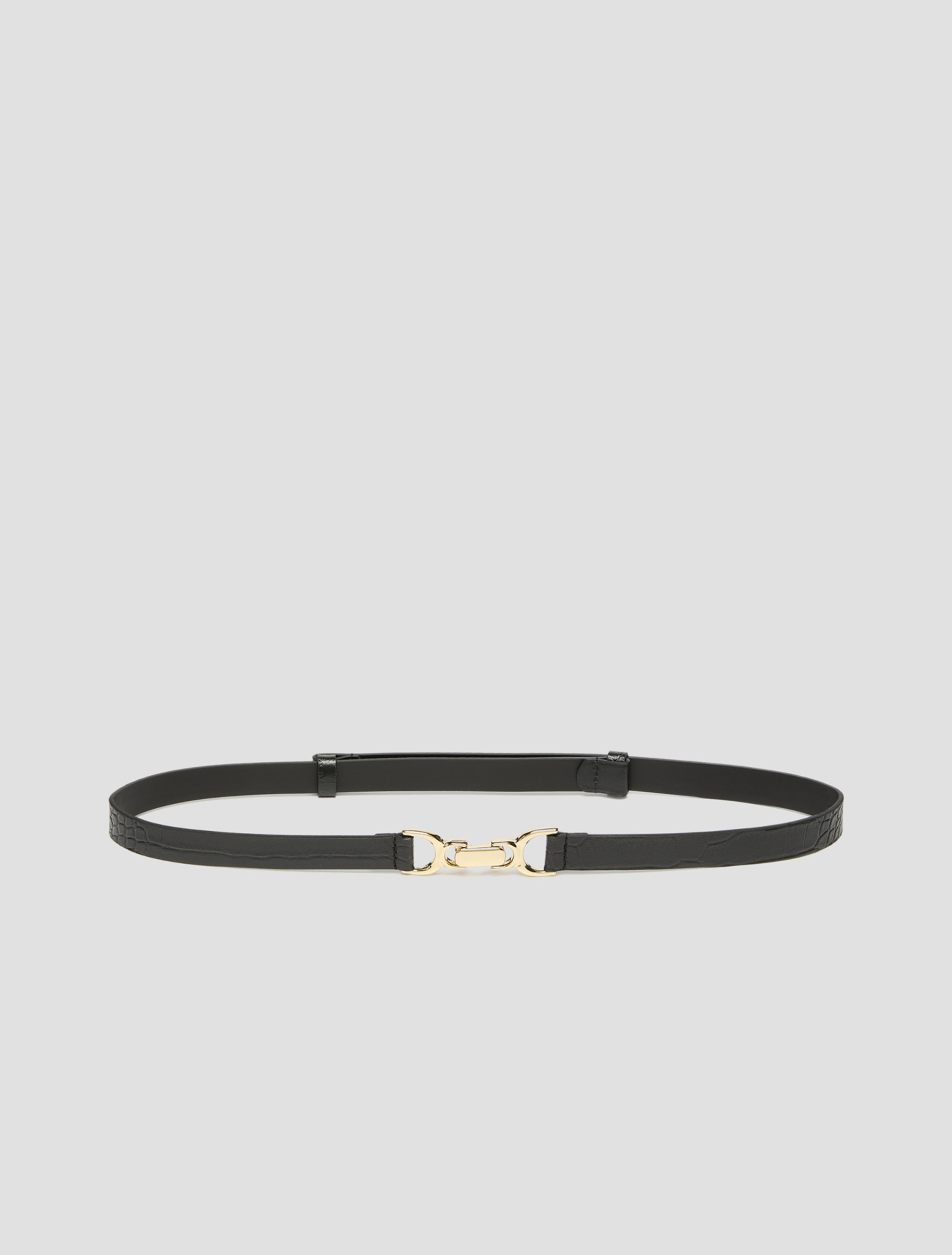Crocodile-embossed leather belt - BLACK - Pennyblack - 1