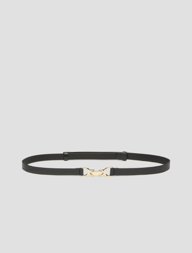 Crocodile-embossed leather belt - Pennyblack