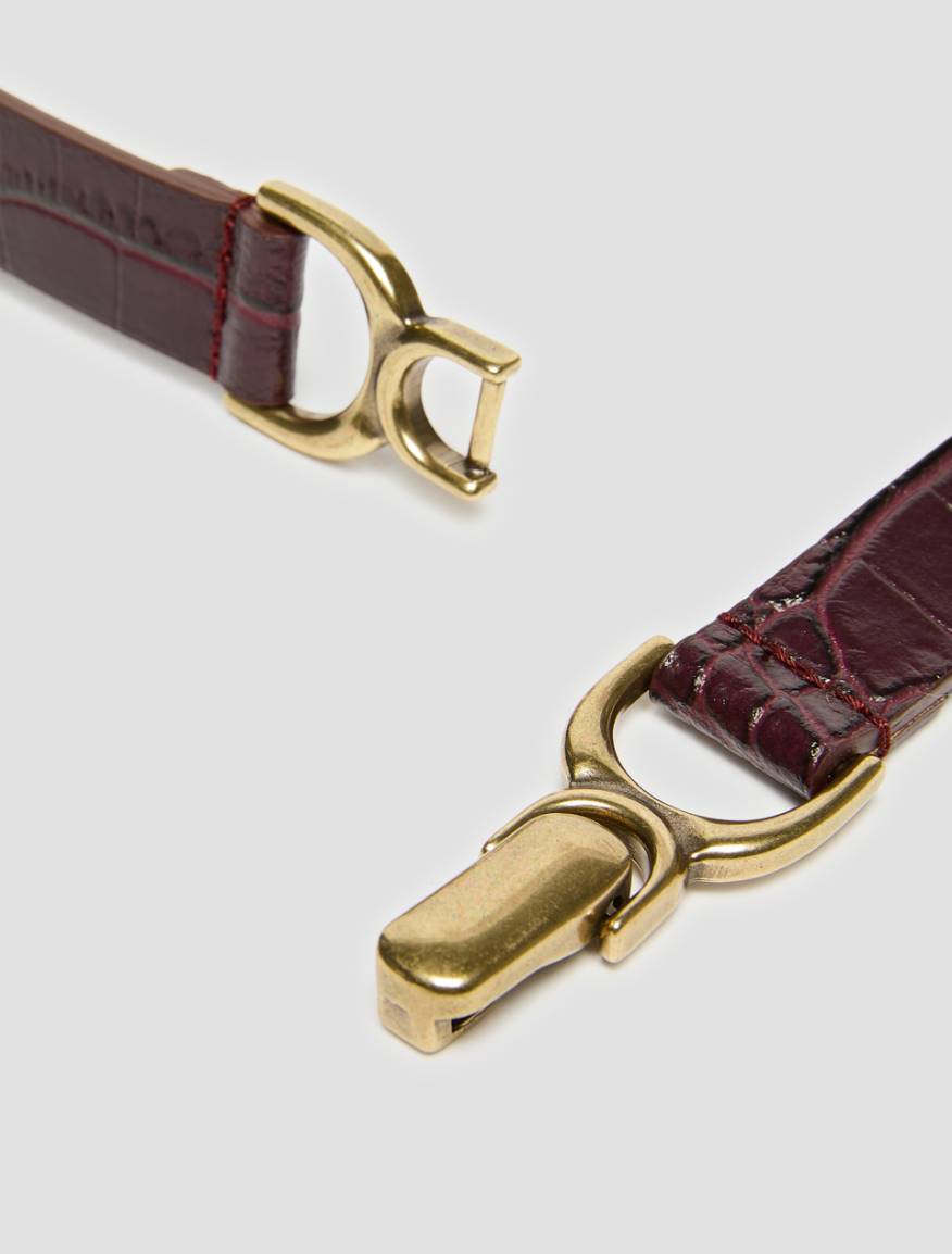Crocodile-embossed leather belt - BORDEAUX - Pennyblack - 2