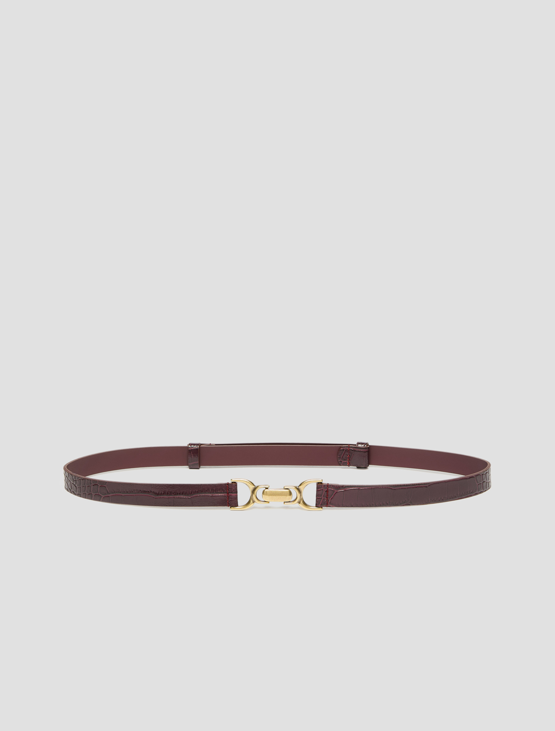 Crocodile-embossed leather belt - BORDEAUX - Pennyblack - 1