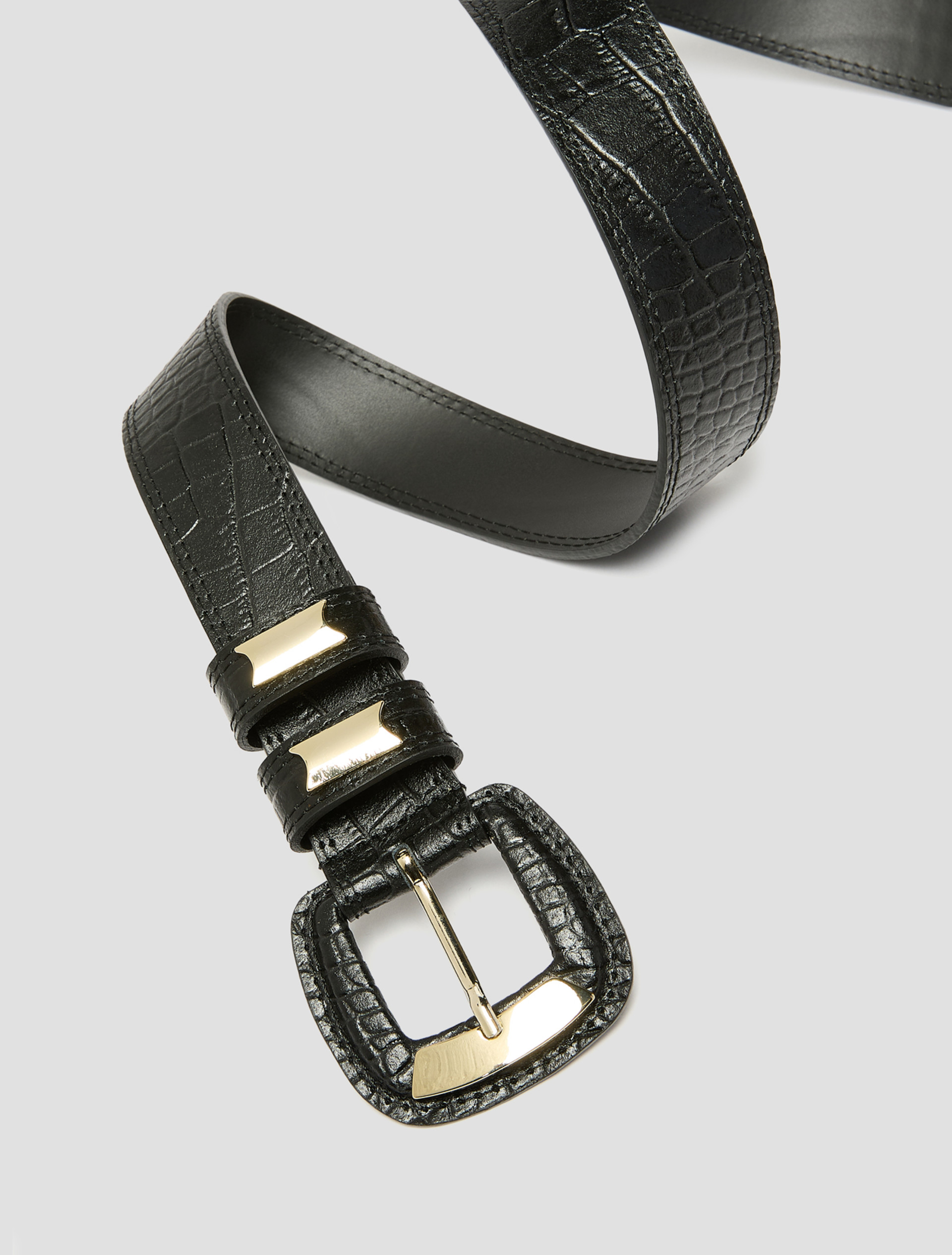 Croc-effect leather belt - BLACK - Pennyblack - 2