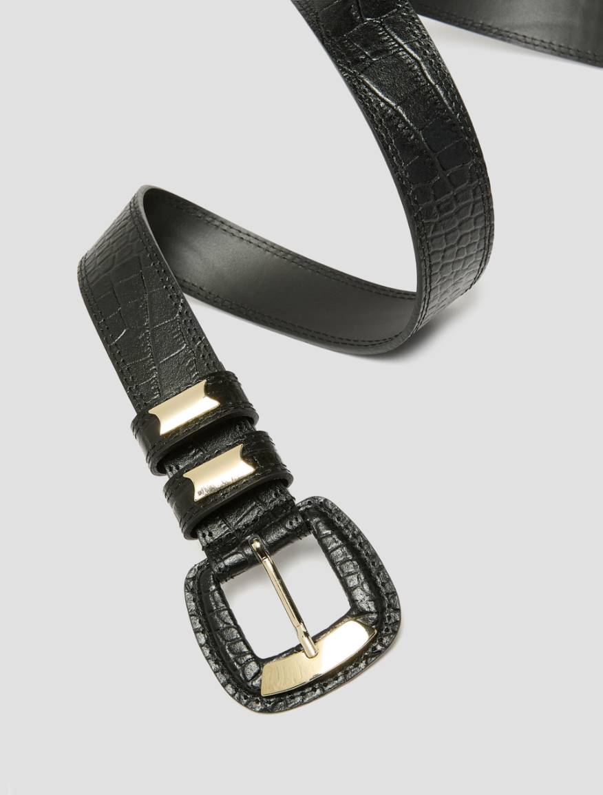 Croc-effect leather belt - BLACK - Pennyblack - 2